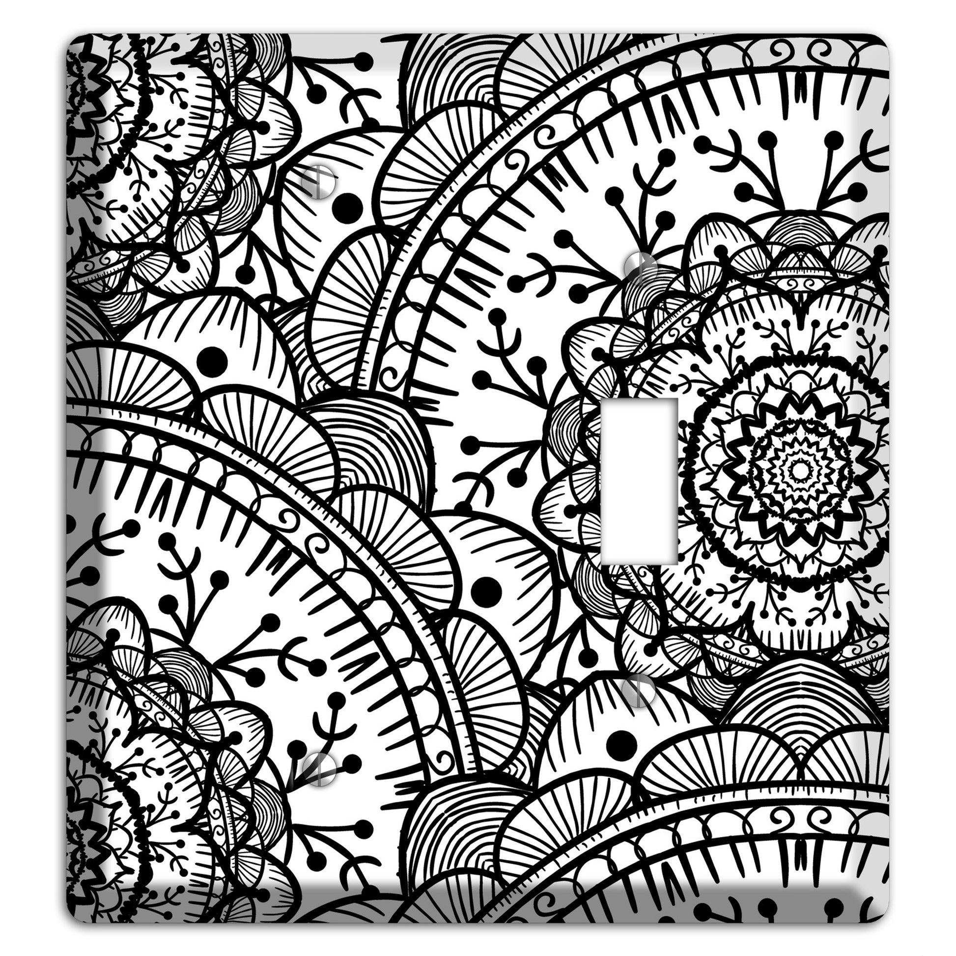 Mandala Black and White Style Q Cover Plates Blank / Toggle Wallplate