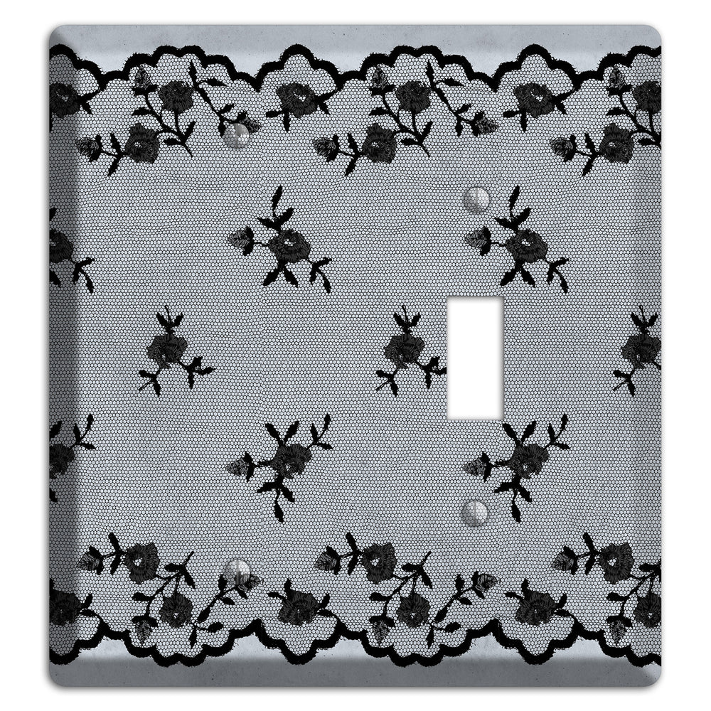 Embroidered Floral Gray Blank / Toggle Wallplate