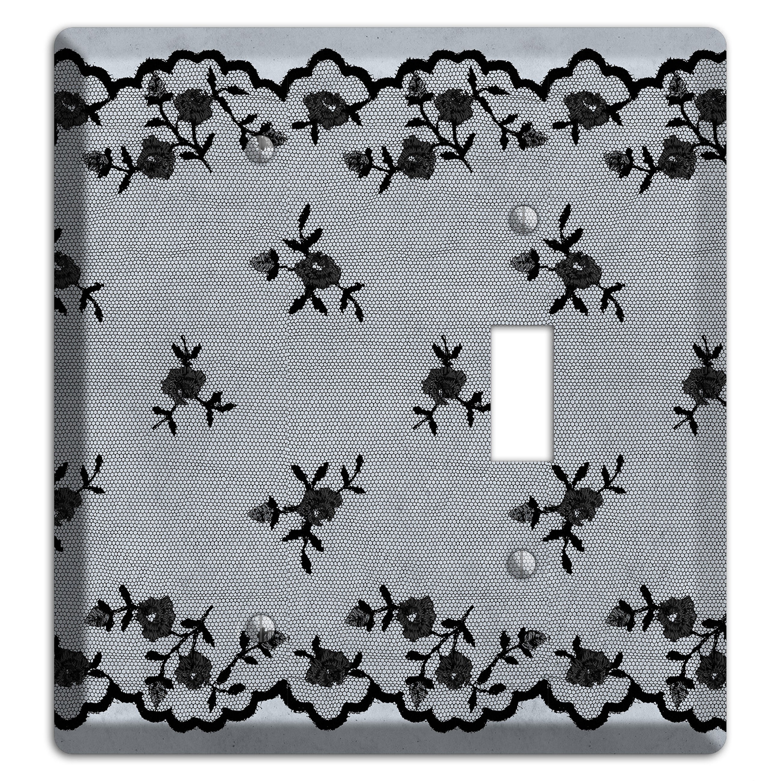 Embroidered Floral Gray Blank / Toggle Wallplate