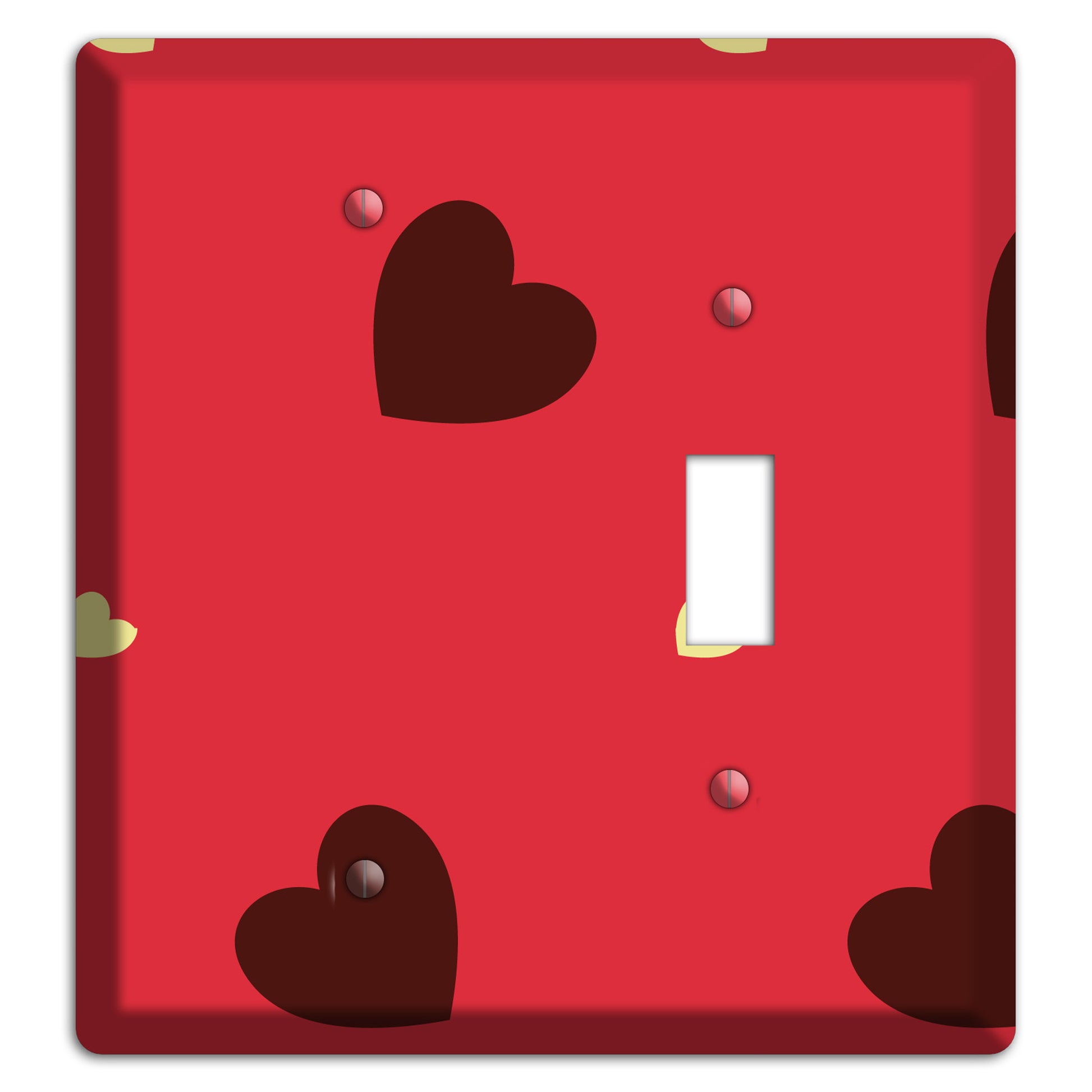 Red with Hearts Blank / Toggle Wallplate