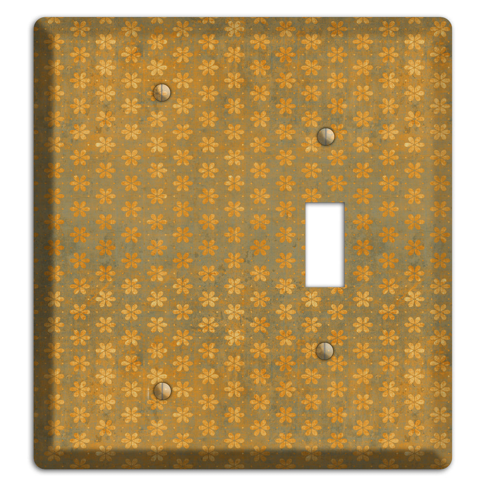 Olive Grunge Floral Contour Blank / Toggle Wallplate
