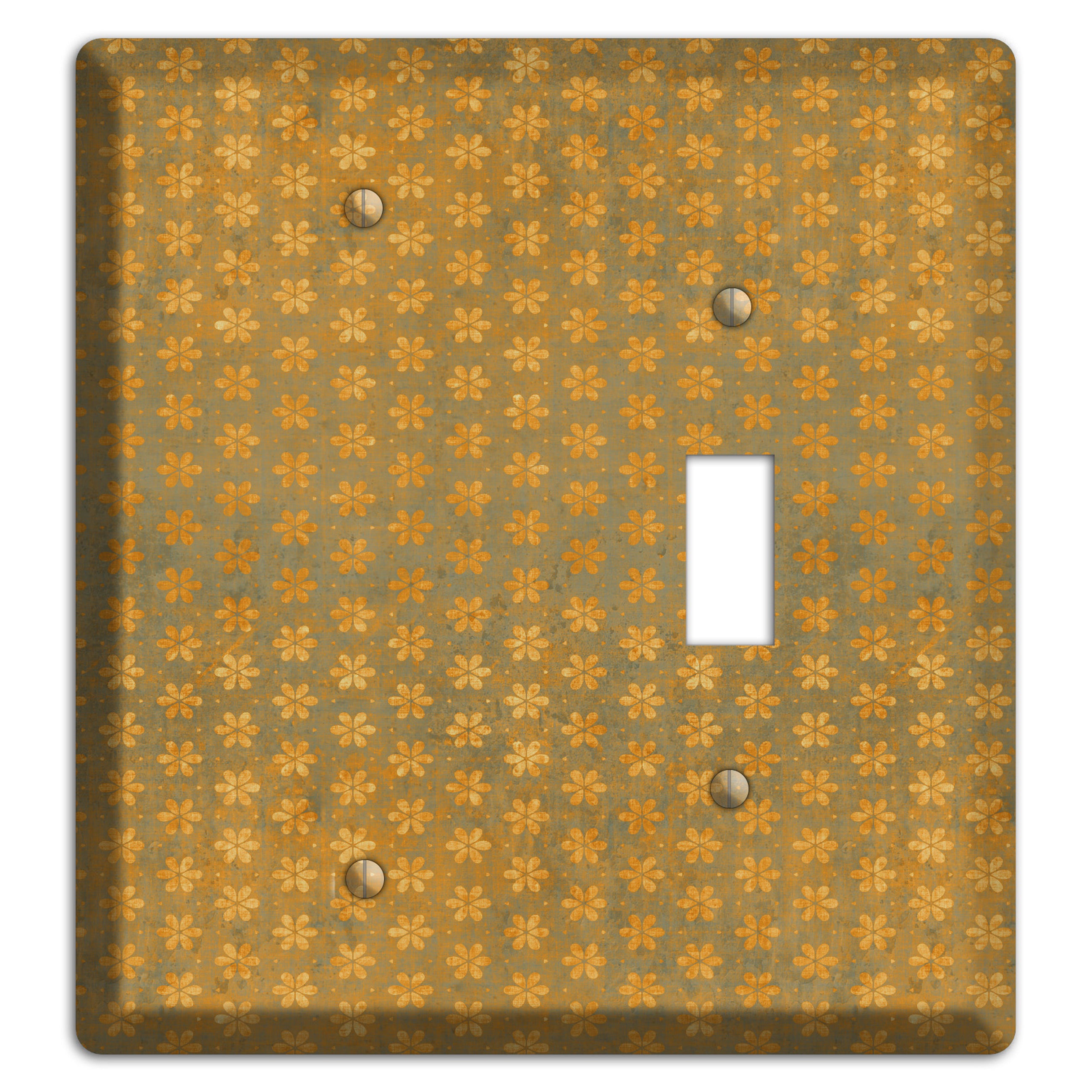 Olive Grunge Floral Contour Blank / Toggle Wallplate