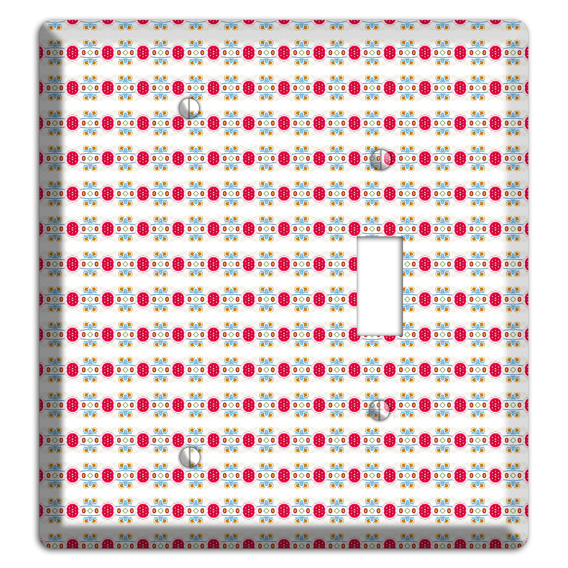 Off White with Red Blue Olive Tapestry Blank / Toggle Wallplate