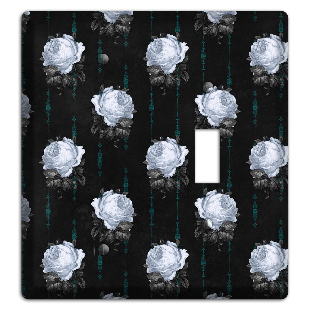 Dramatic Floral Black Blank / Toggle Wallplate