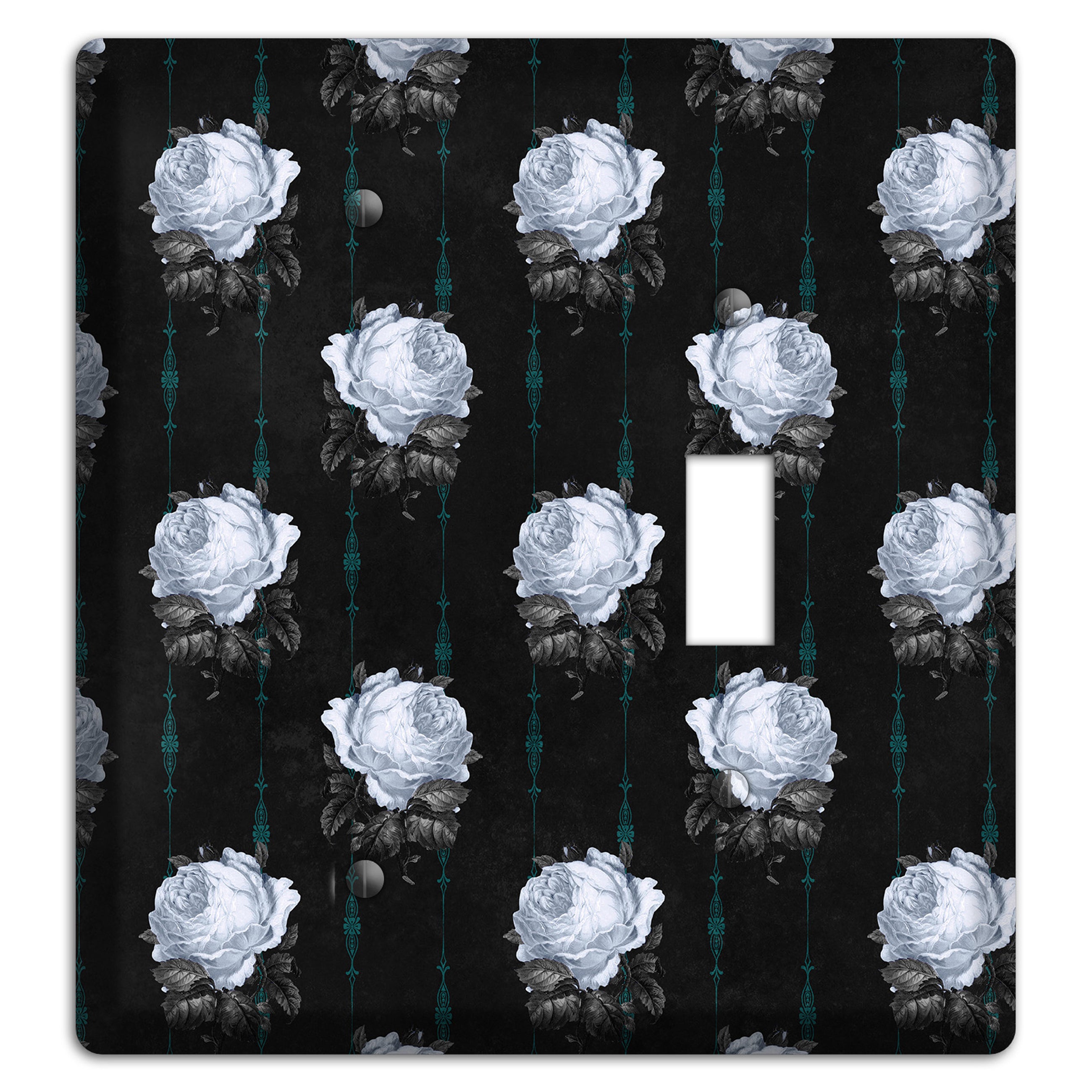 Dramatic Floral Black Blank / Toggle Wallplate