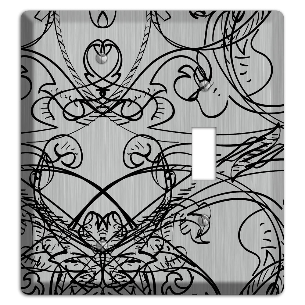 Black Deco Sketch Stainless Steel Blank / Toggle Wallplate