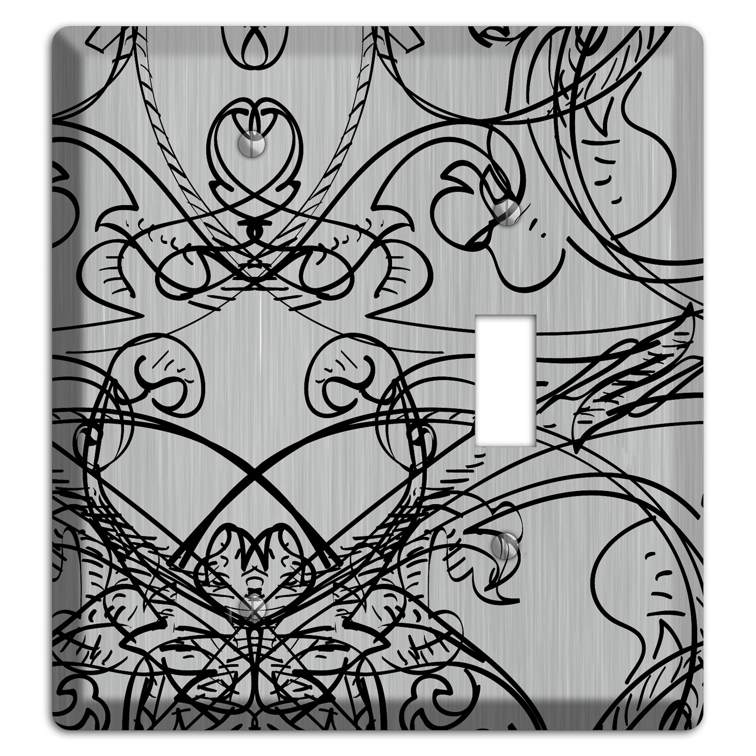 Black Deco Sketch  Stainless Blank / Toggle Wallplate