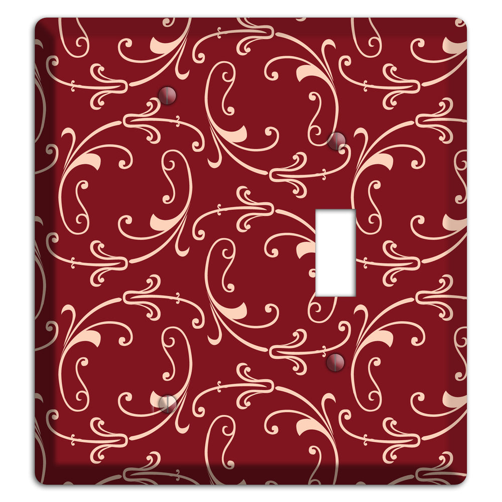 Burgundy Victorian Sprig Blank / Toggle Wallplate