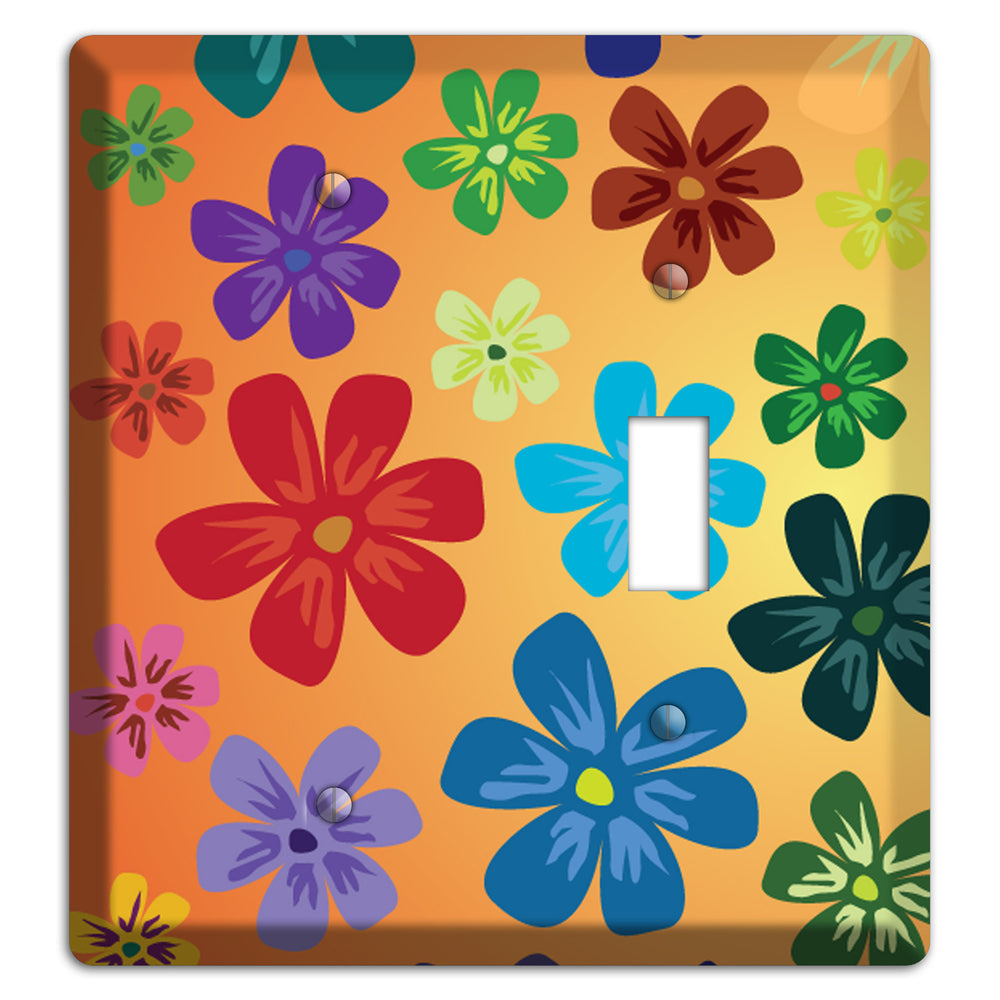 Brown Flowers Blank / Toggle Wallplate