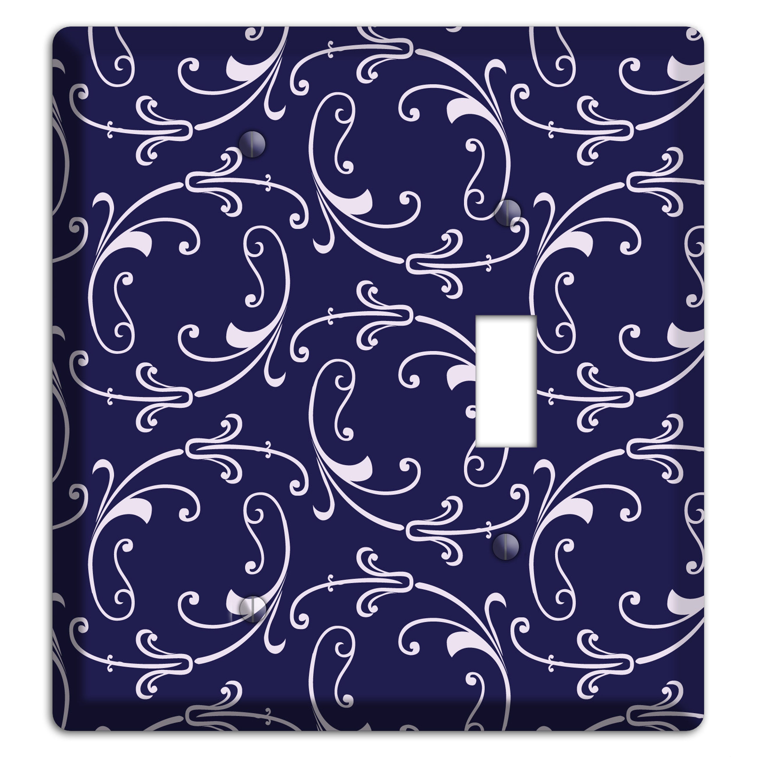 Navy Victorian Sprig Blank / Toggle Wallplate