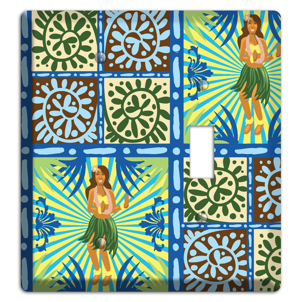 Blue and Green Hula Blank / Toggle Wallplate