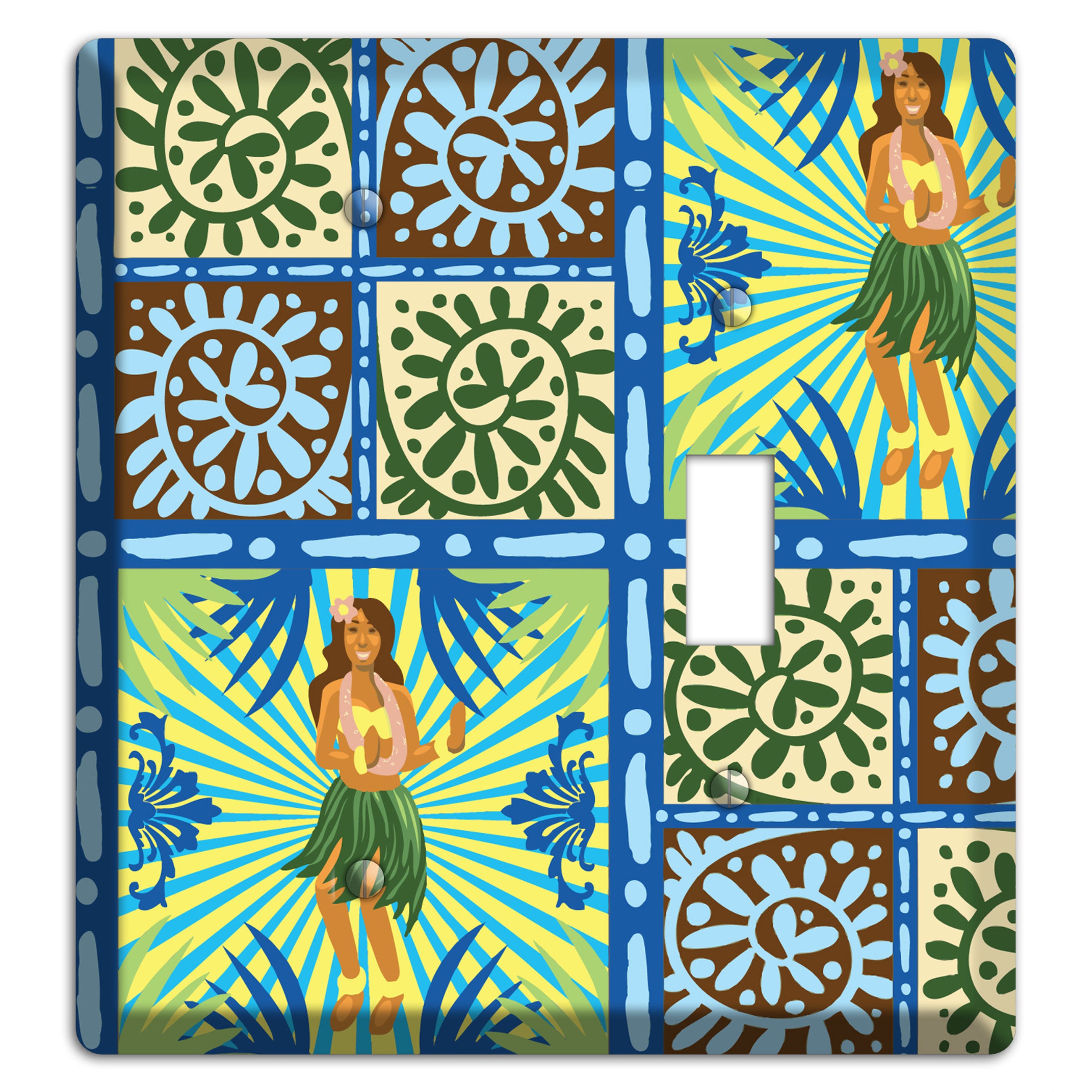 Blue and Green Hula Blank / Toggle Wallplate