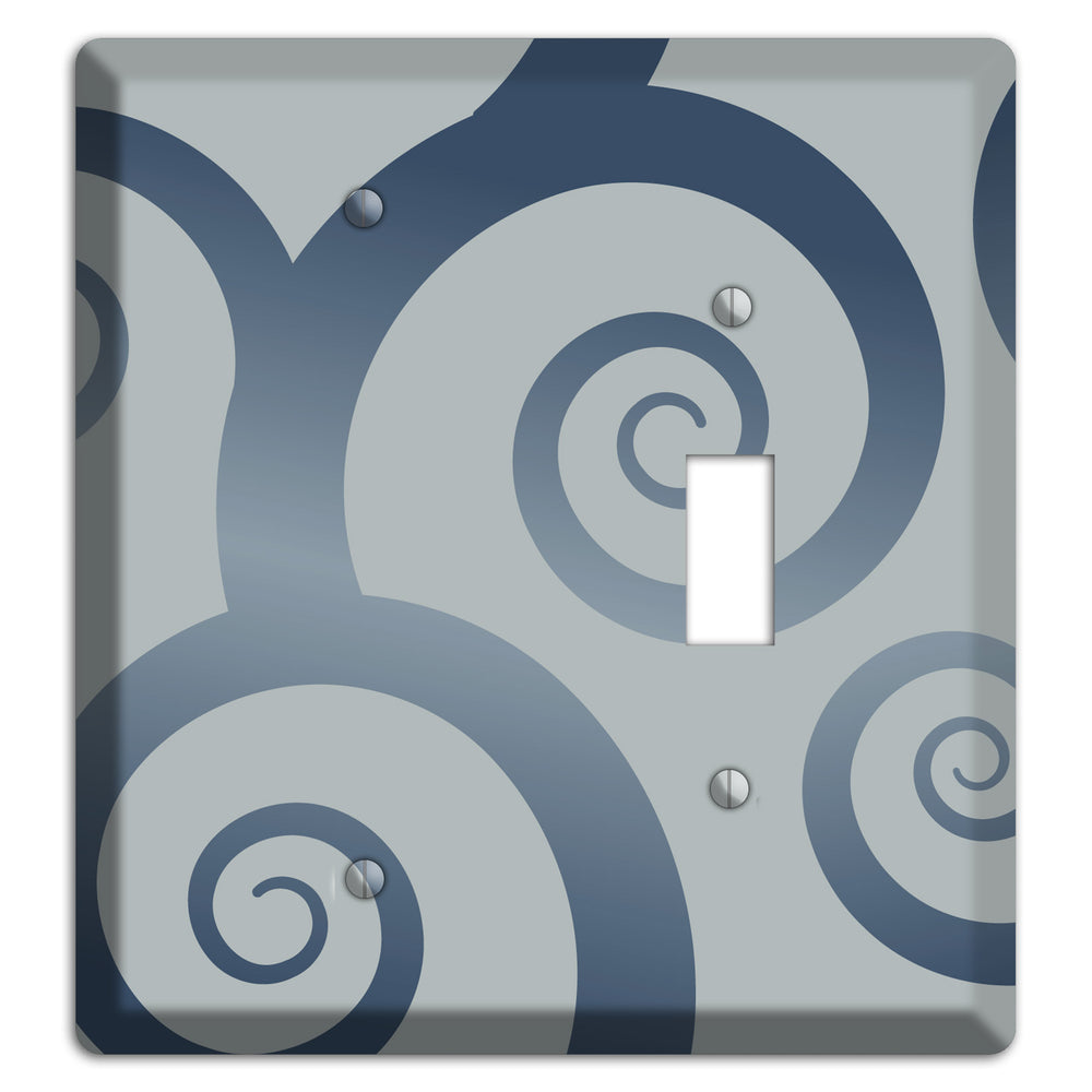 Grey with Blue Large Swirl Blank / Toggle Wallplate