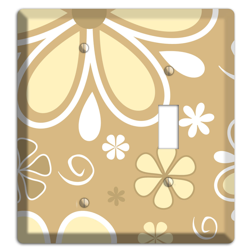 Beige Retro Flowers Blank / Toggle Wallplate