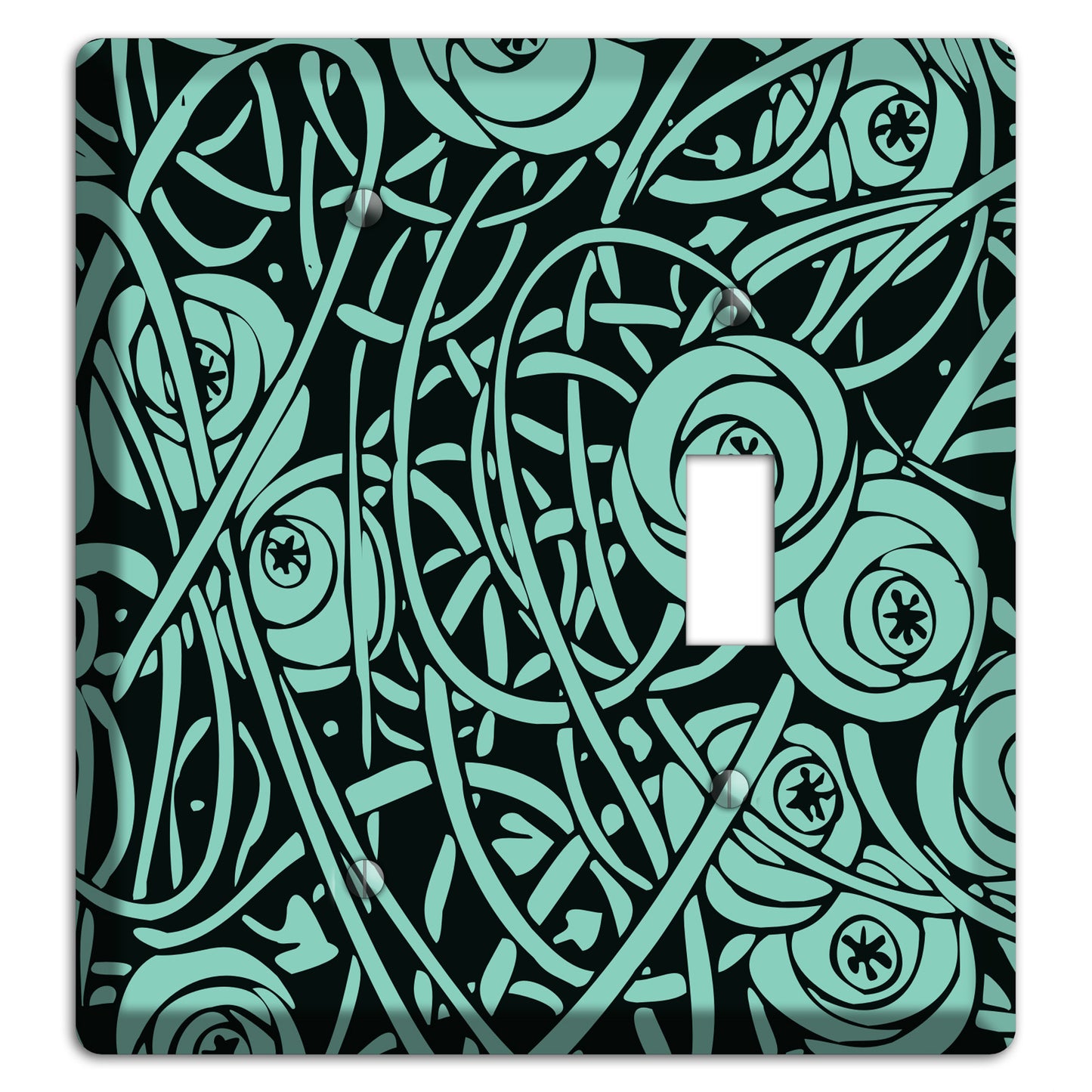 Teal Deco Floral Blank / Toggle Wallplate