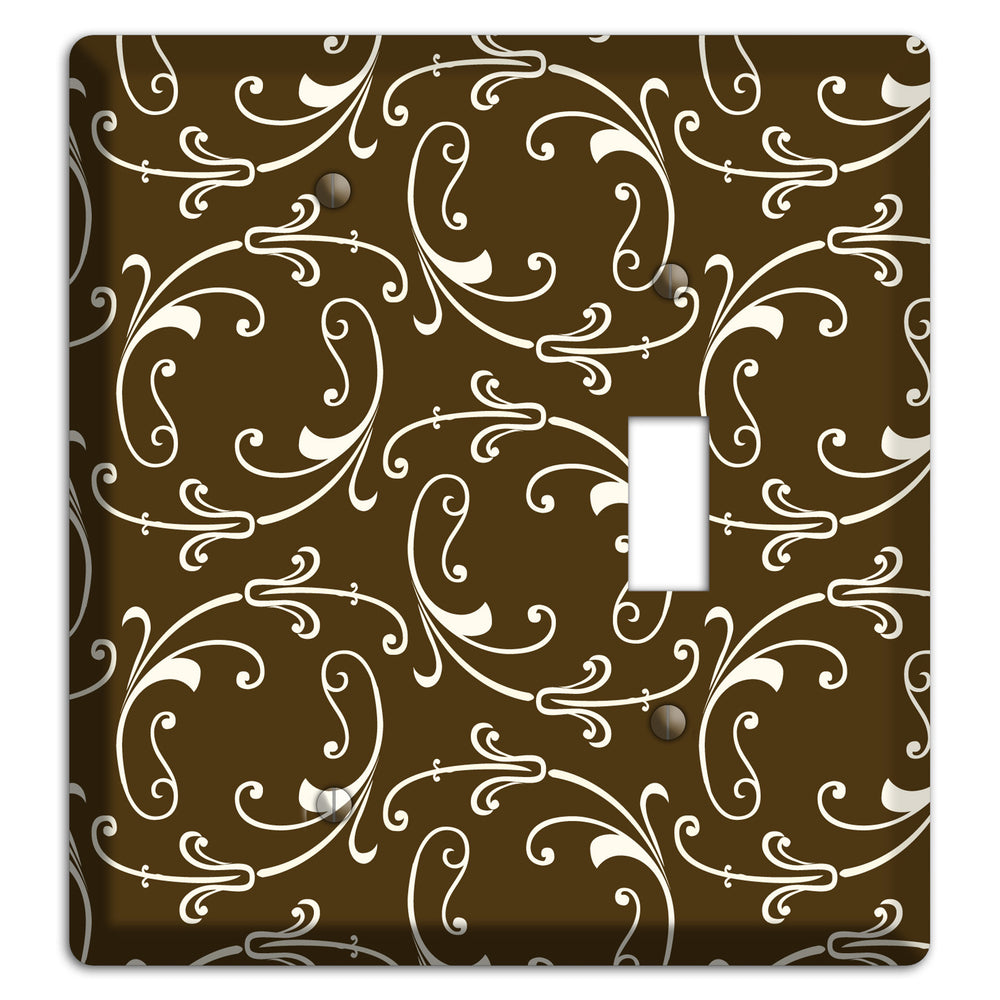 Brown Victorian Sprig Blank / Toggle Wallplate