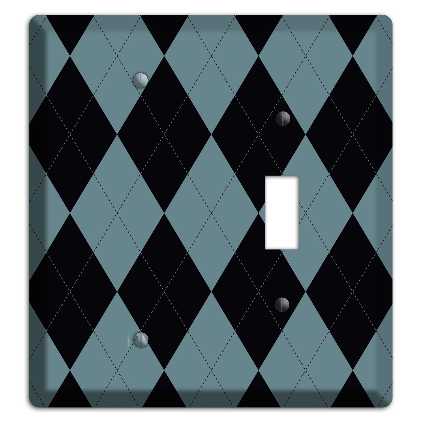 Blue and Black Argyle Blank / Toggle Wallplate