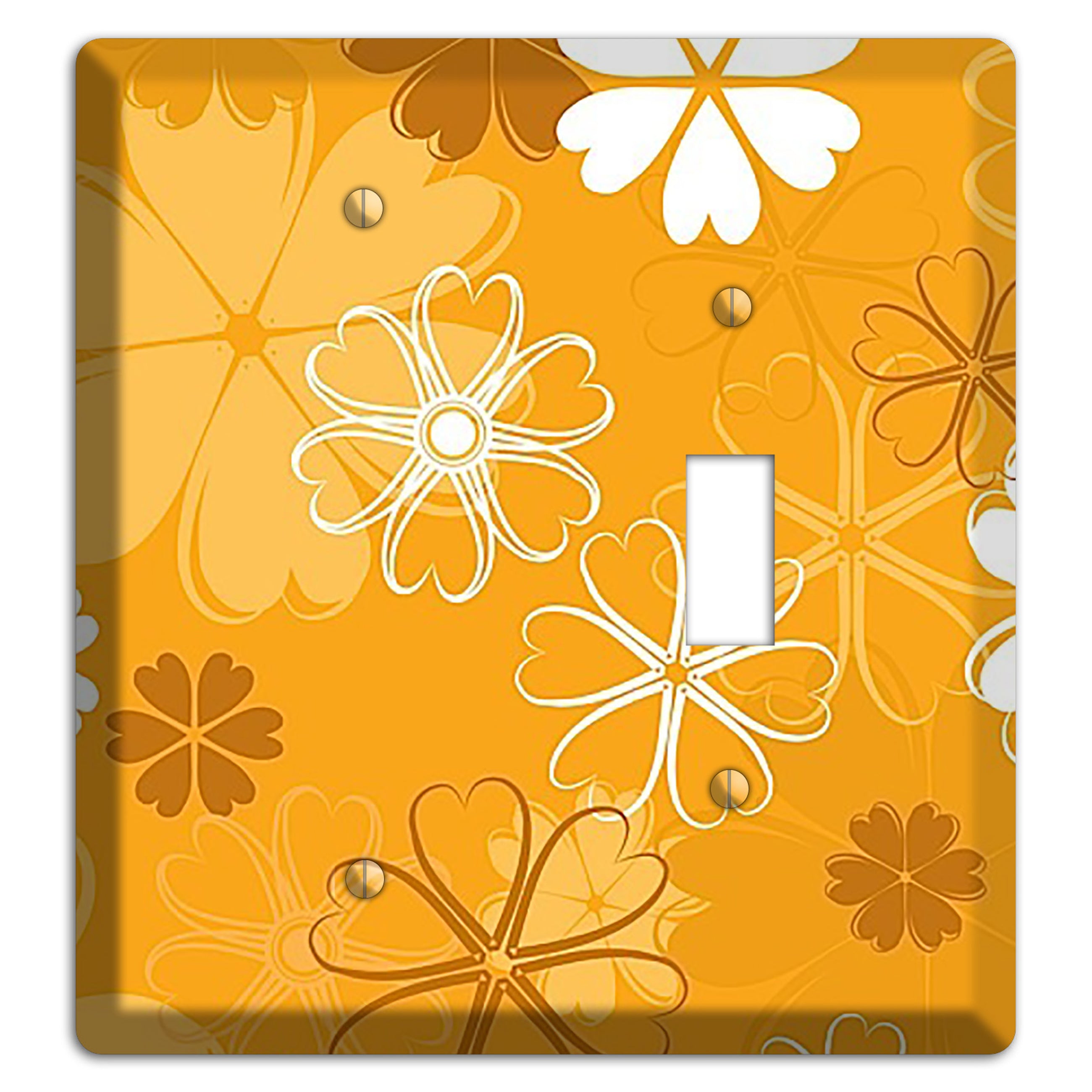 Orange Retro Flowers Blank / Toggle Wallplate