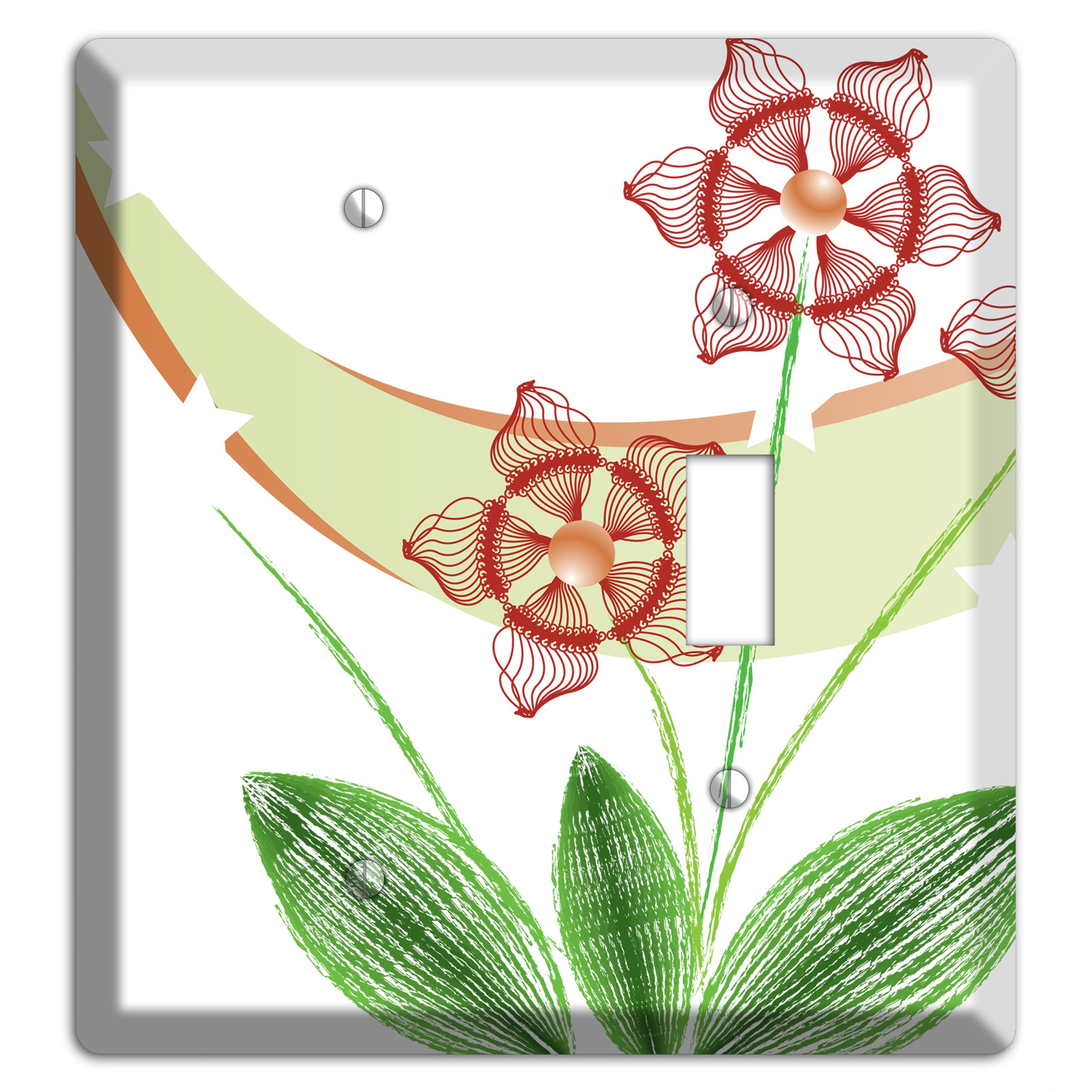 Green Abstract Flowers Blank / Toggle Wallplate