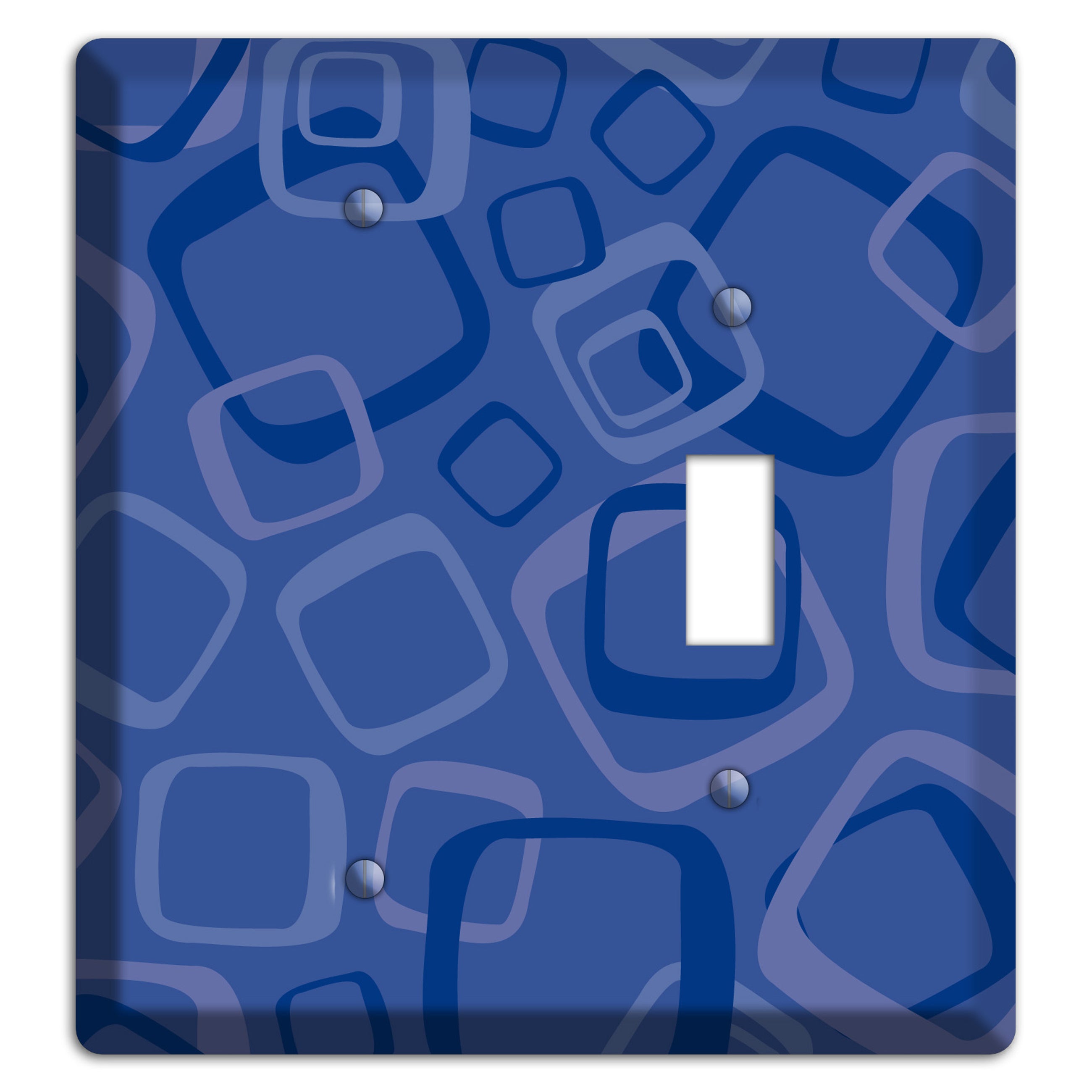 Multi Blue Random Retro Squares Blank / Toggle Wallplate