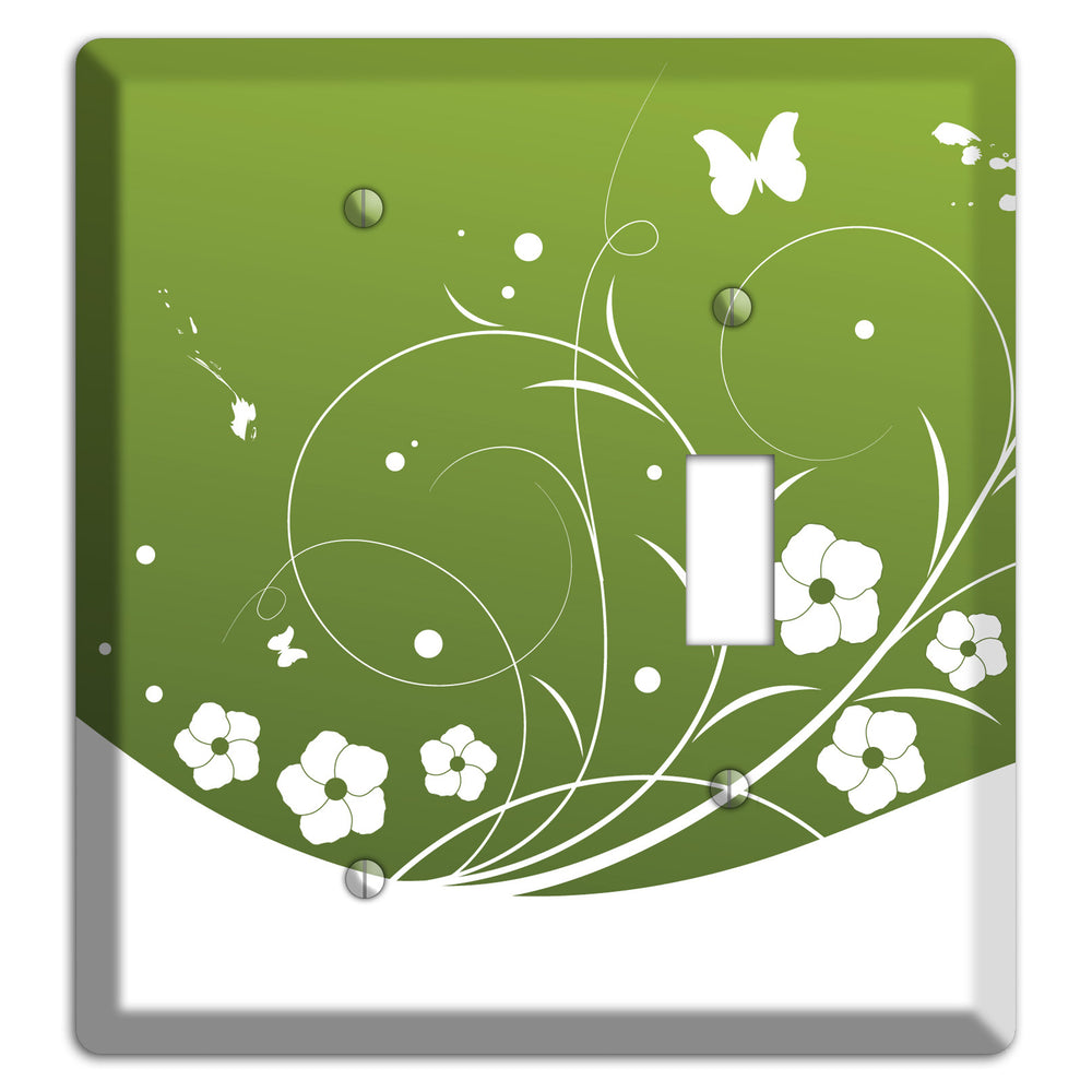 Green Floral Sprig Blank / Toggle Wallplate