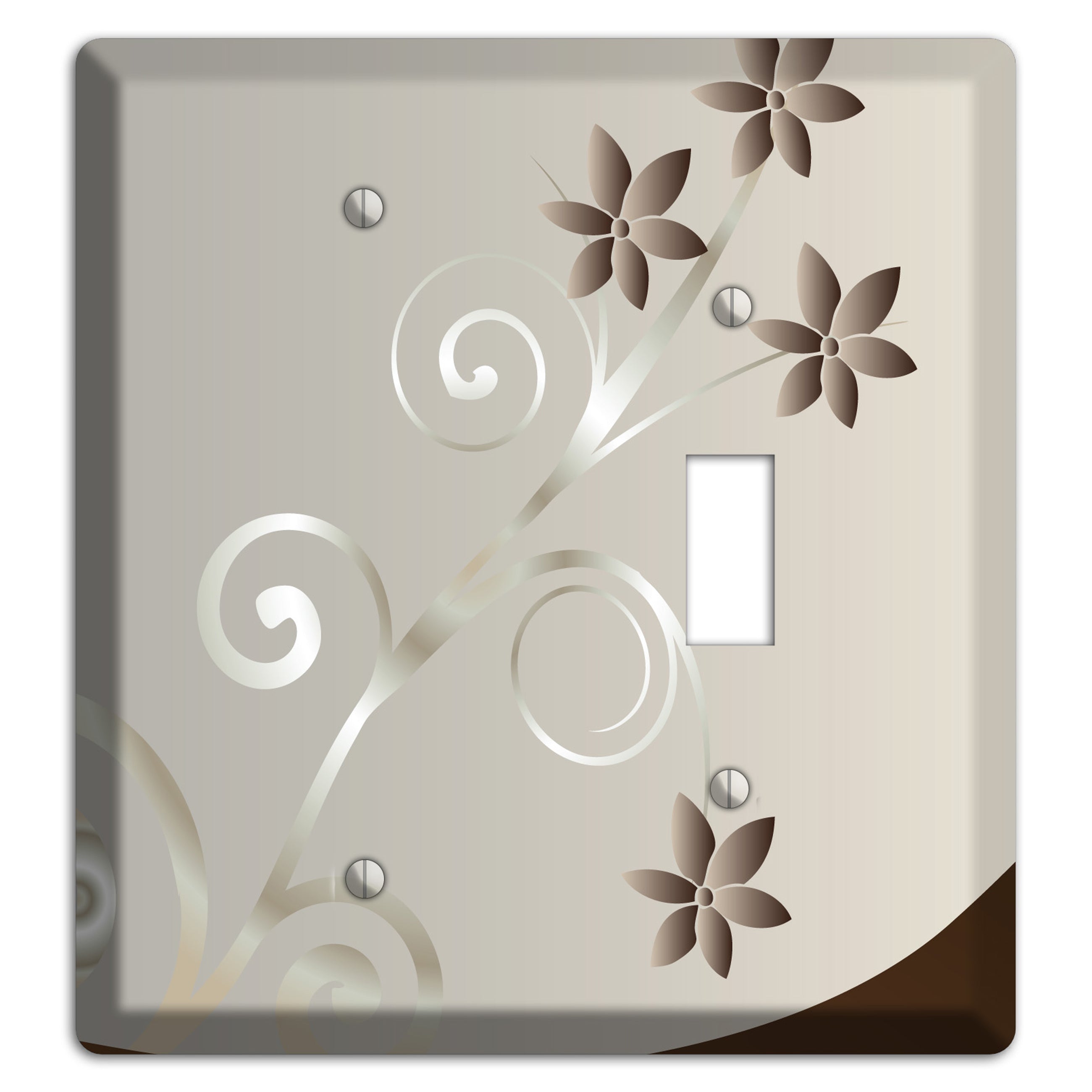 Grey Floral Swirl Sprig Blank / Toggle Wallplate