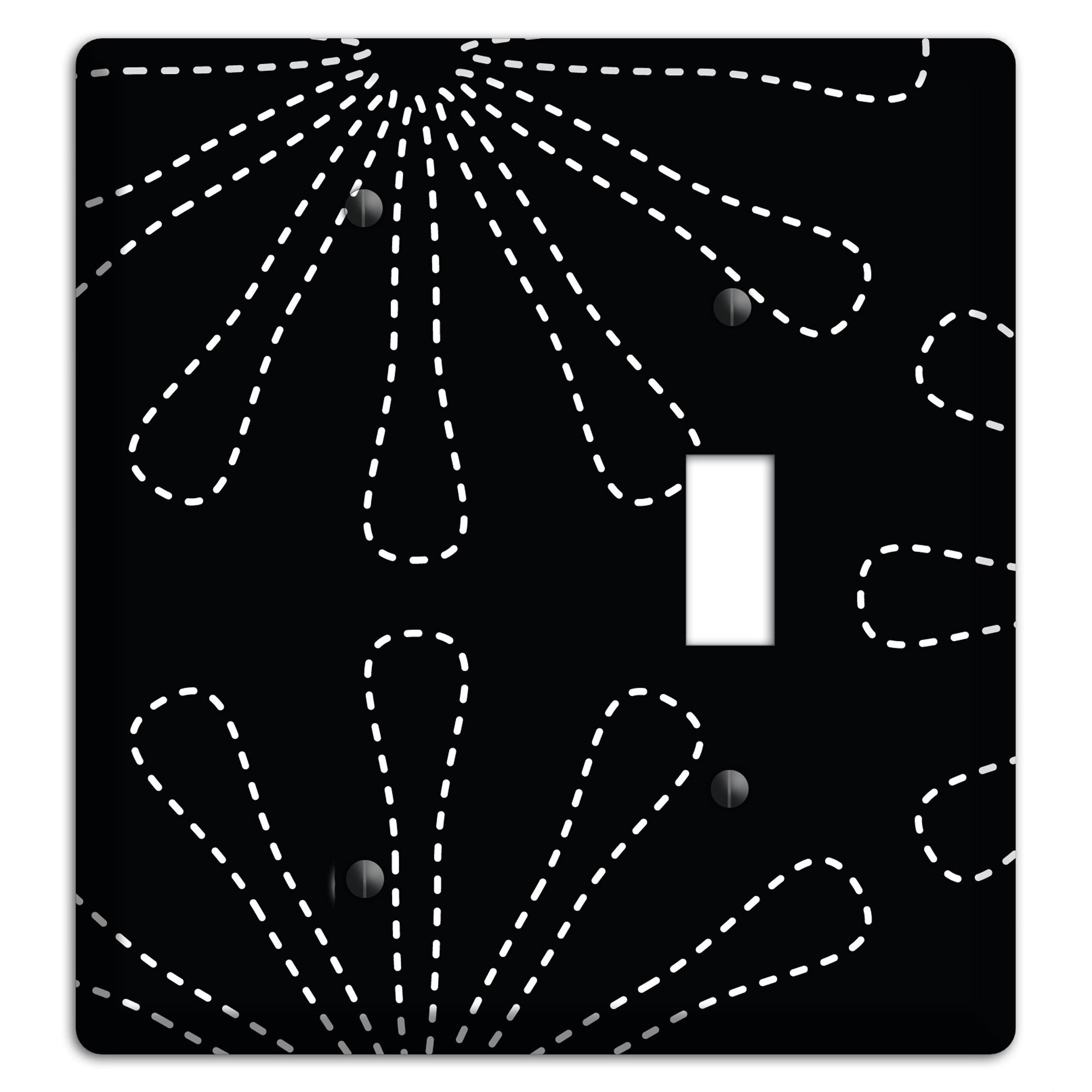 Black with White Retro Stipple Floral Contour Blank / Toggle Wallplate