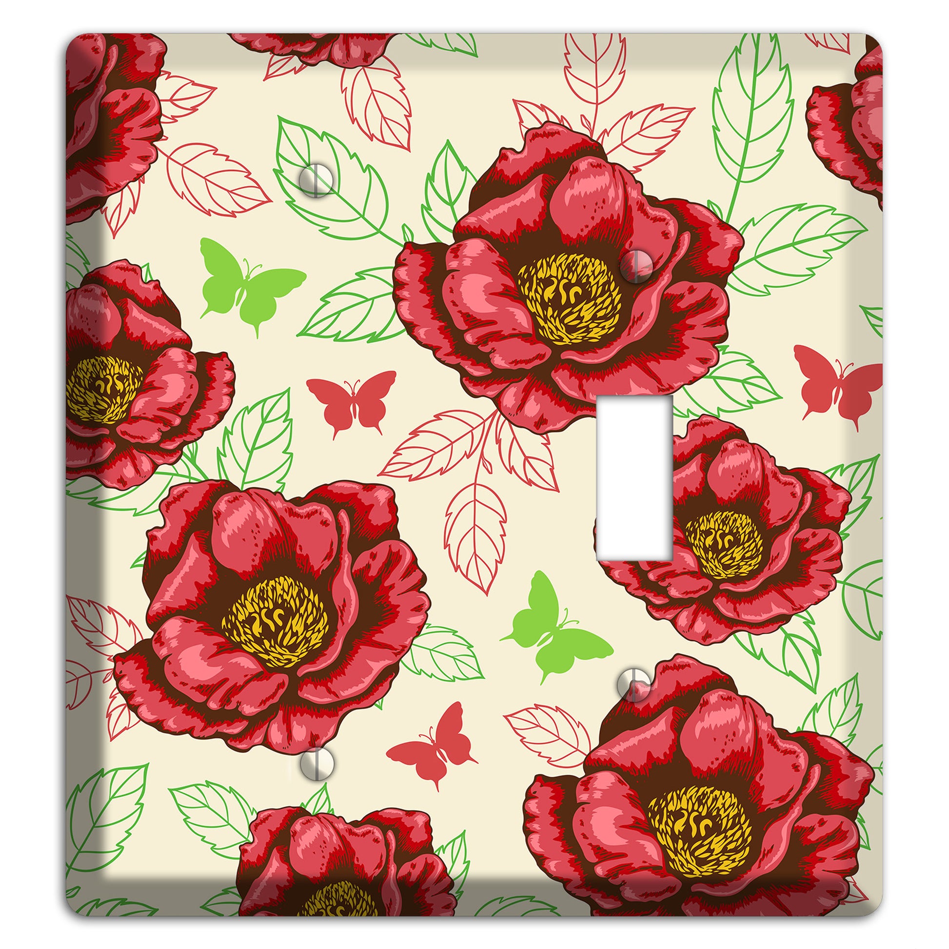 Red Peony Style B Blank / Toggle Wallplate