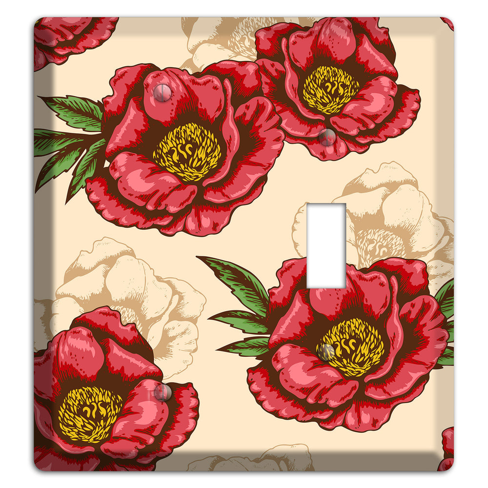 Red Peony Style A Blank / Toggle Wallplate