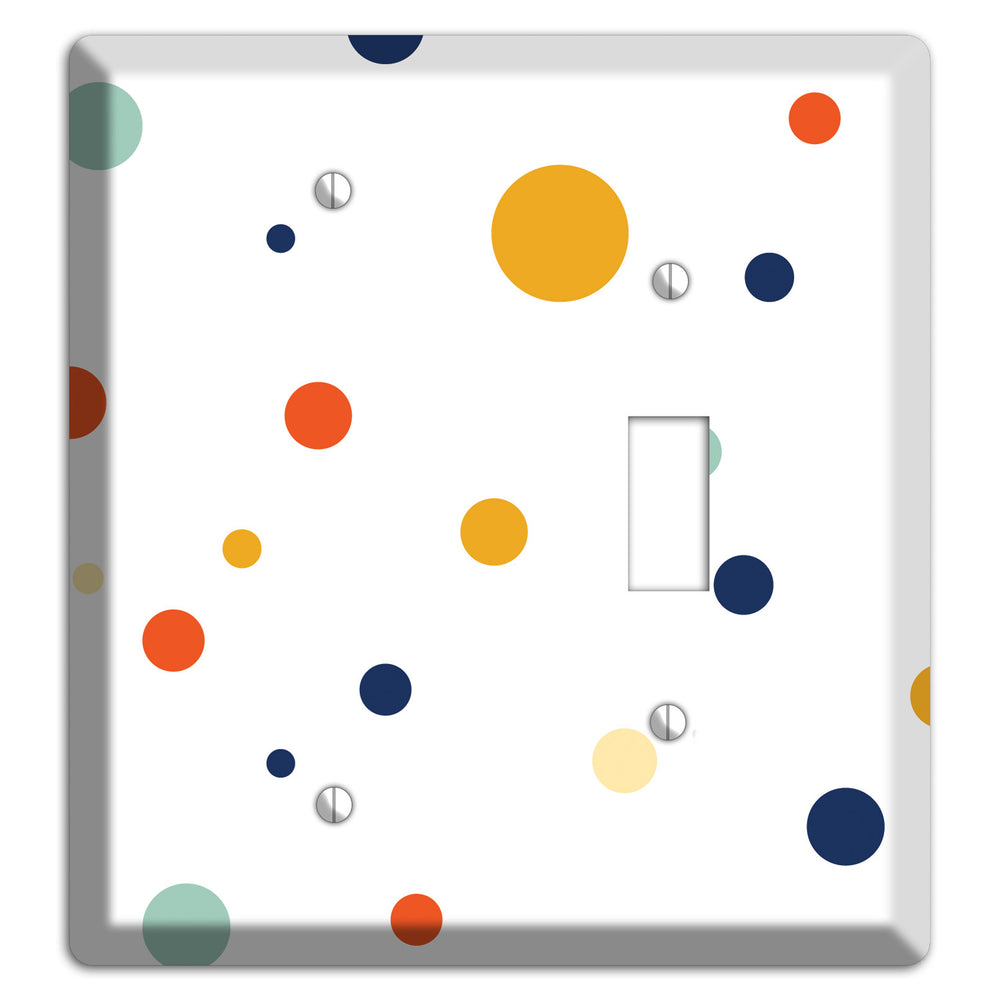 White with Multi Umber and Sage Medium Dots Blank / Toggle Wallplate