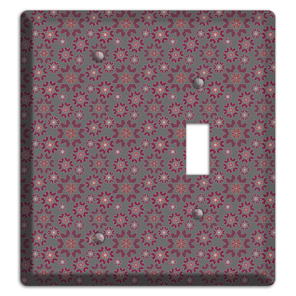 Grey with Tiny Burgundy Retro Suzani Blank / Toggle Wallplate