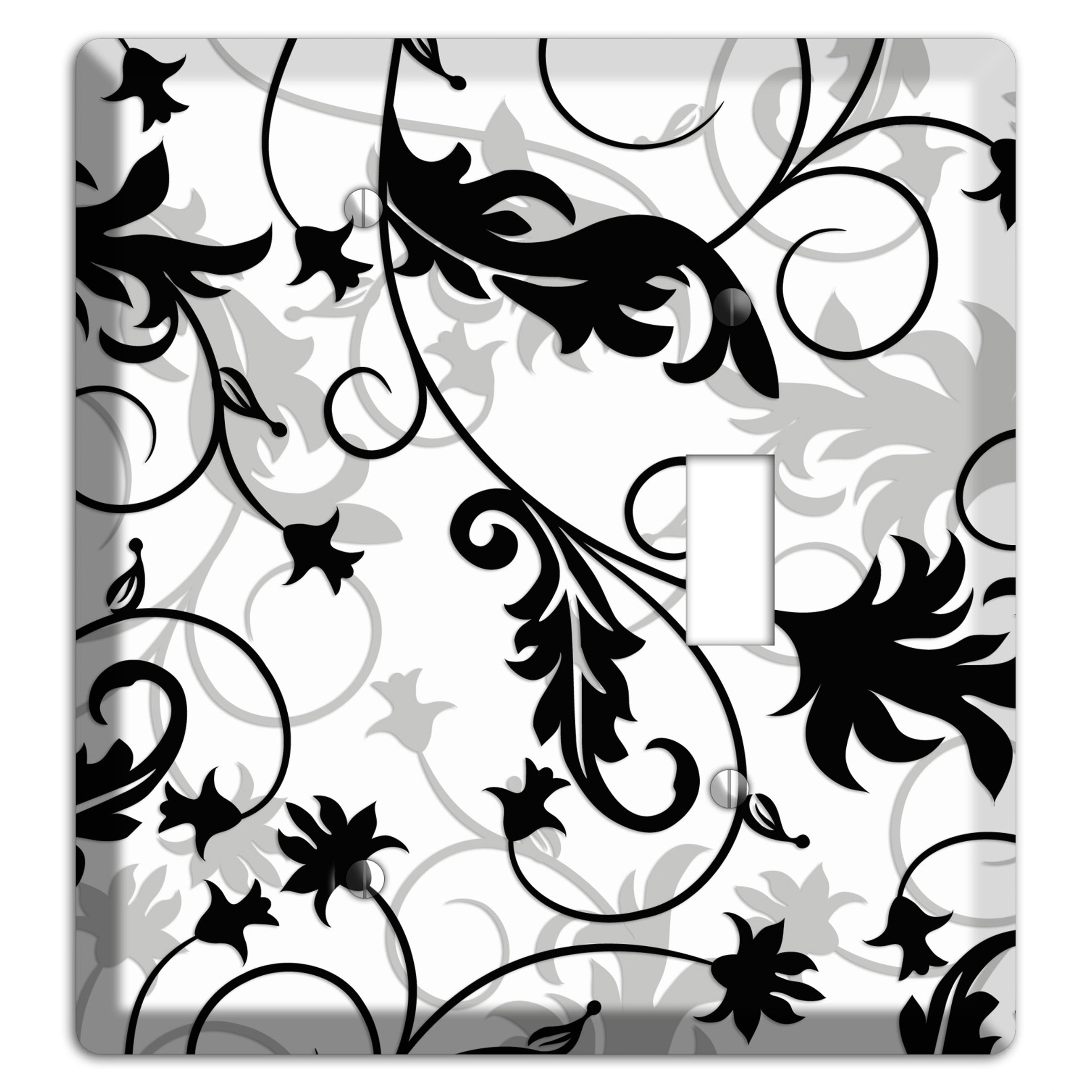 Black White and Grey Victorian Sprig Blank / Toggle Wallplate