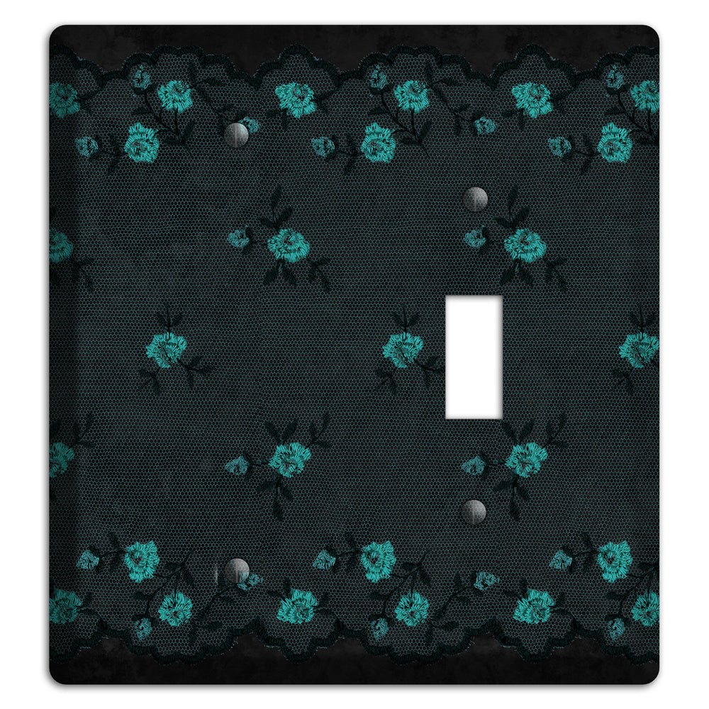 Embroidered Floral Black Blank / Toggle Wallplate