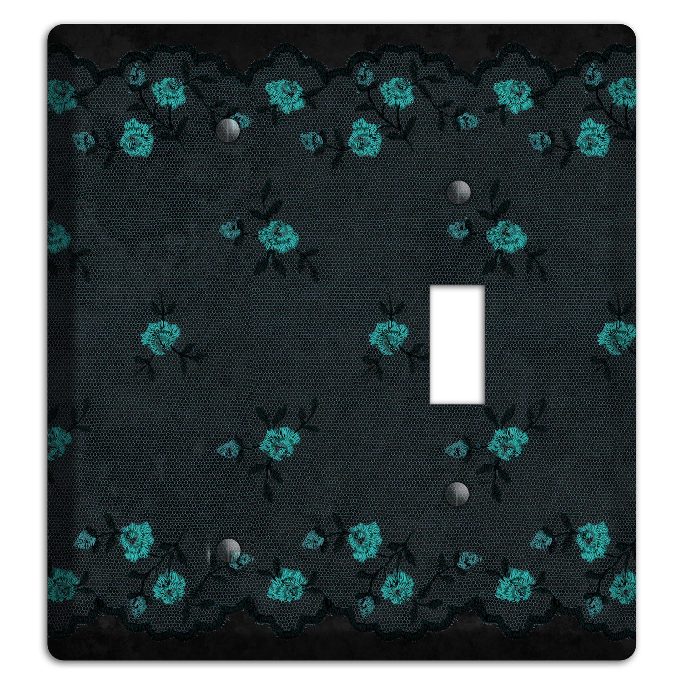 Embroidered Floral Black Blank / Toggle Wallplate