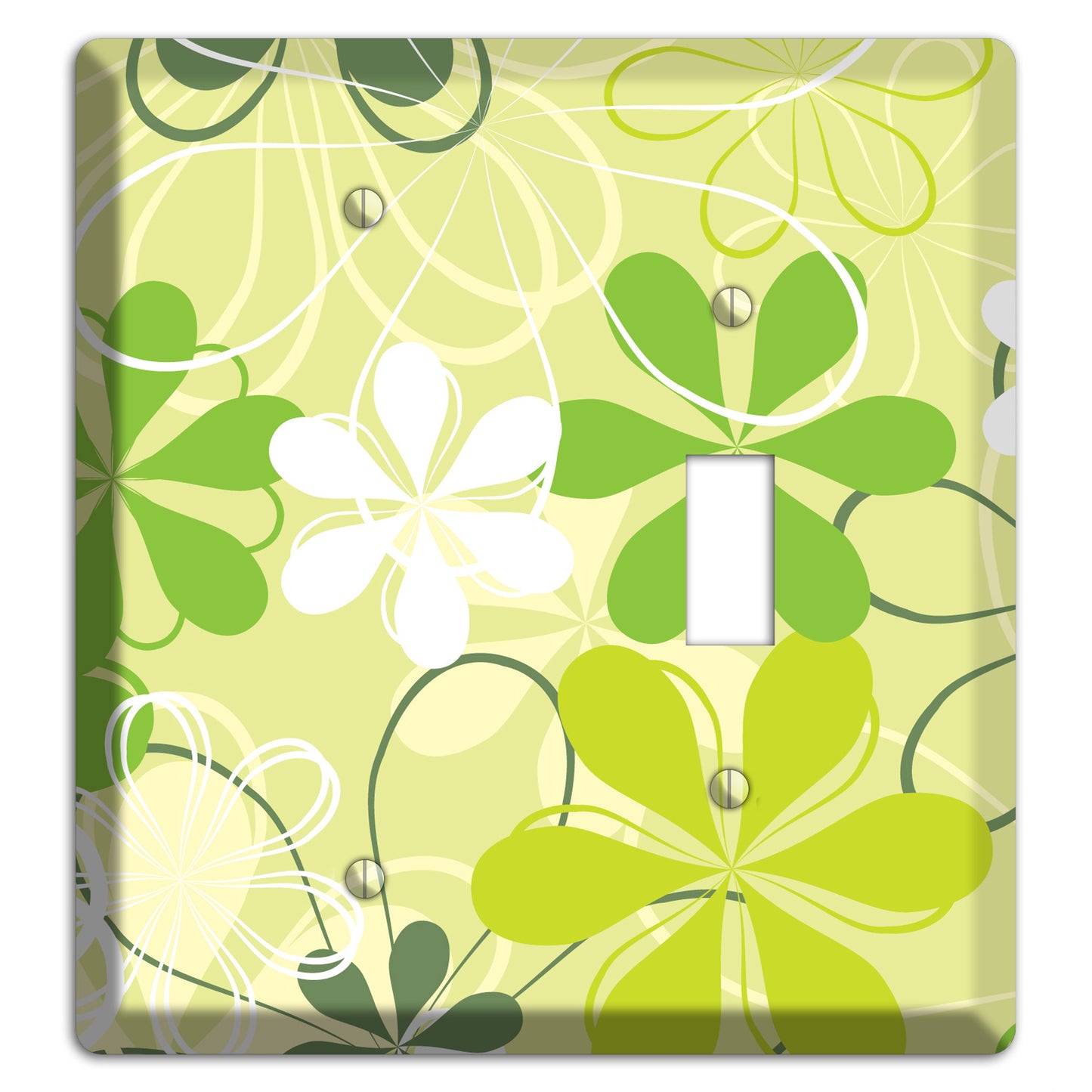 Green Retro Flowers Blank / Toggle Wallplate