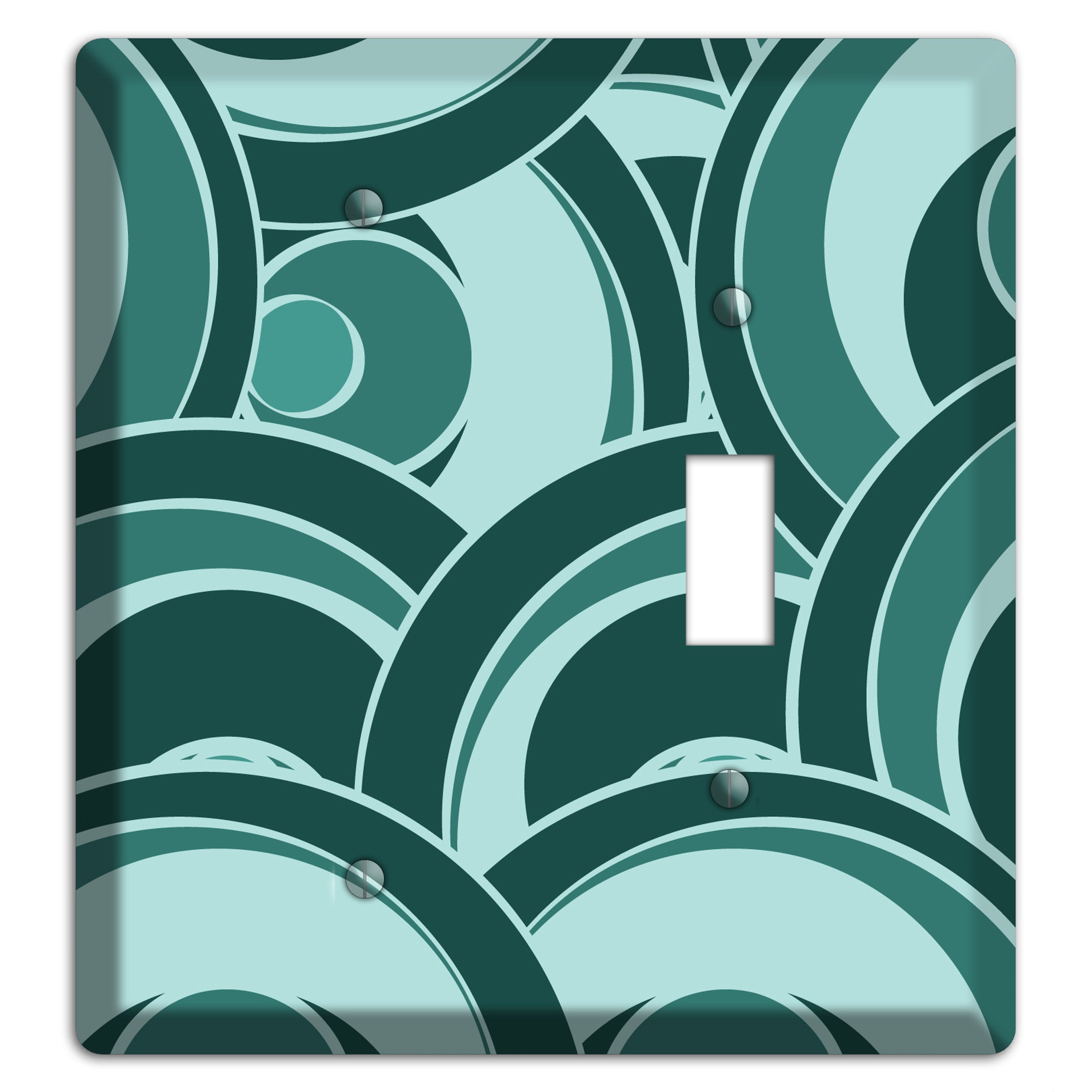 Blue-green Deco Circles Blank / Toggle Wallplate
