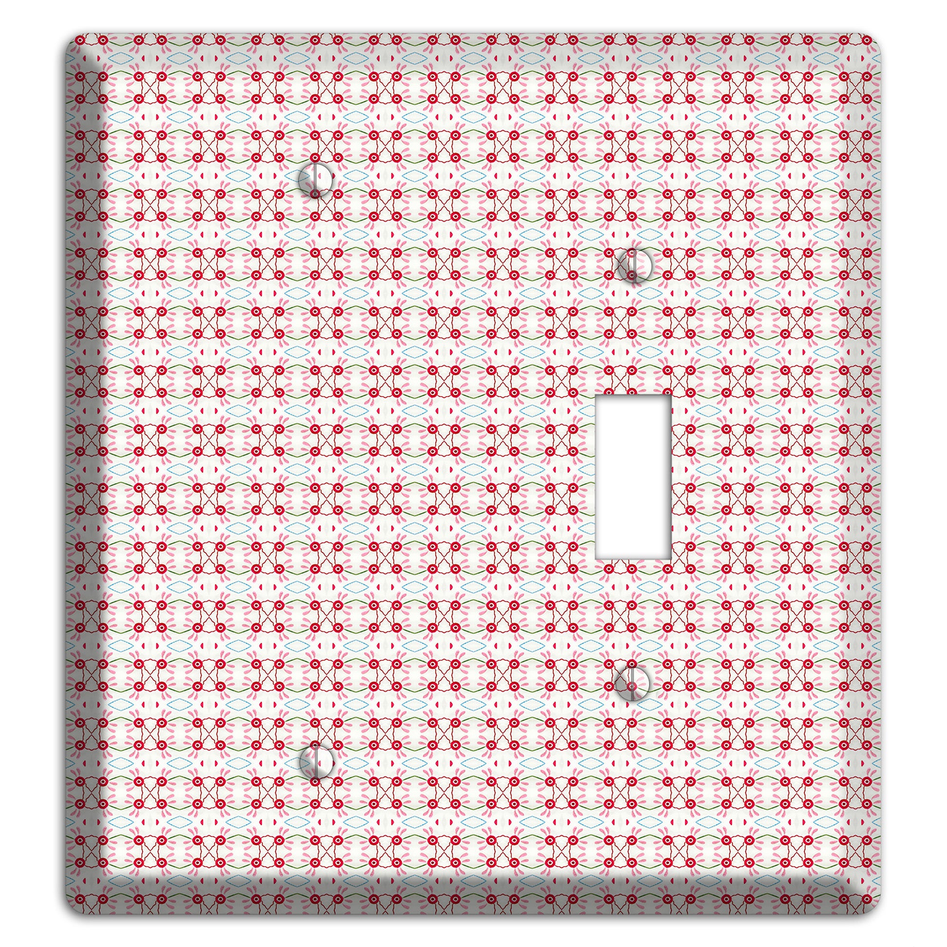 White with Red Ball and Stick Tapestry Blank / Toggle Wallplate