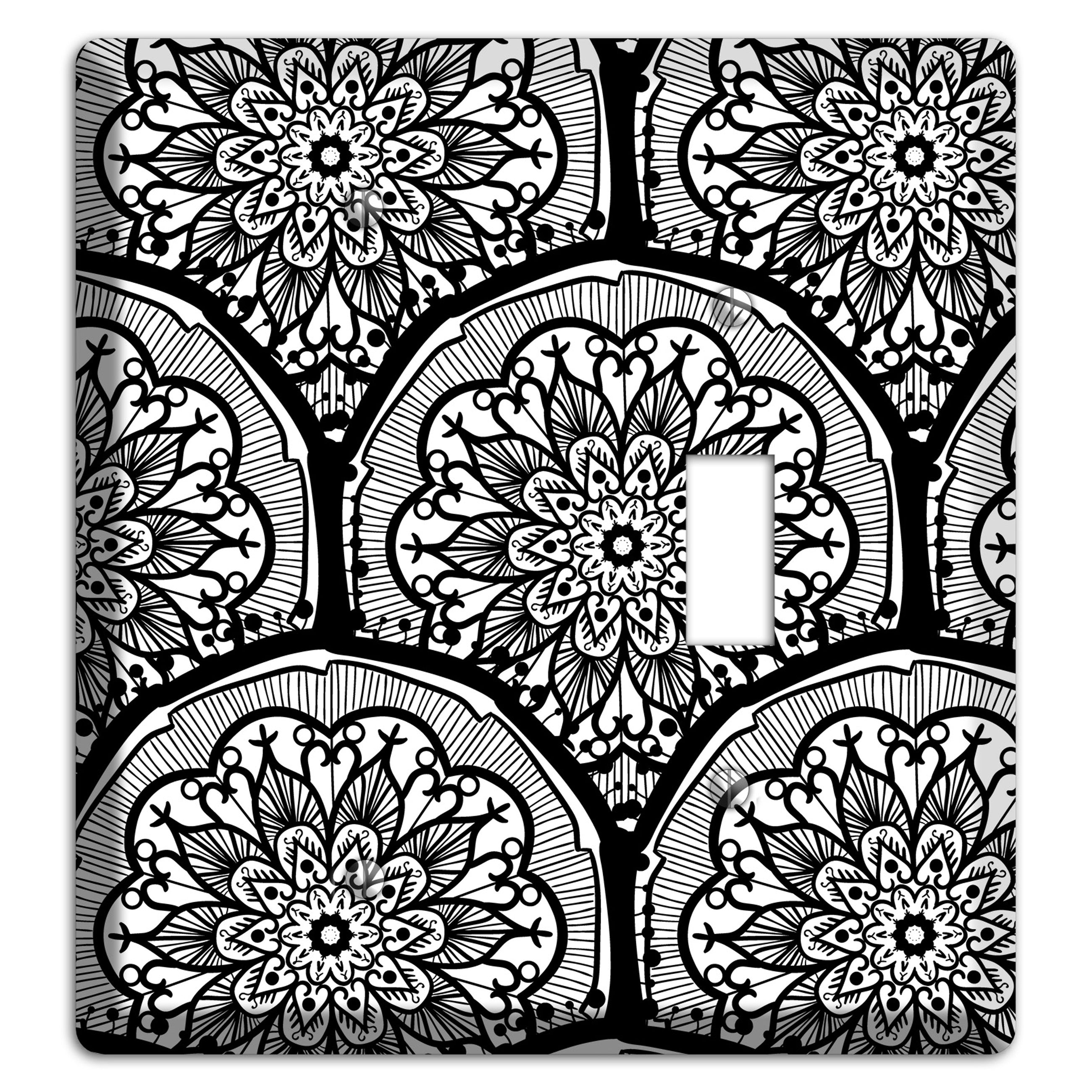 Mandala Black and White Style A Cover Plates Blank / Toggle Wallplate