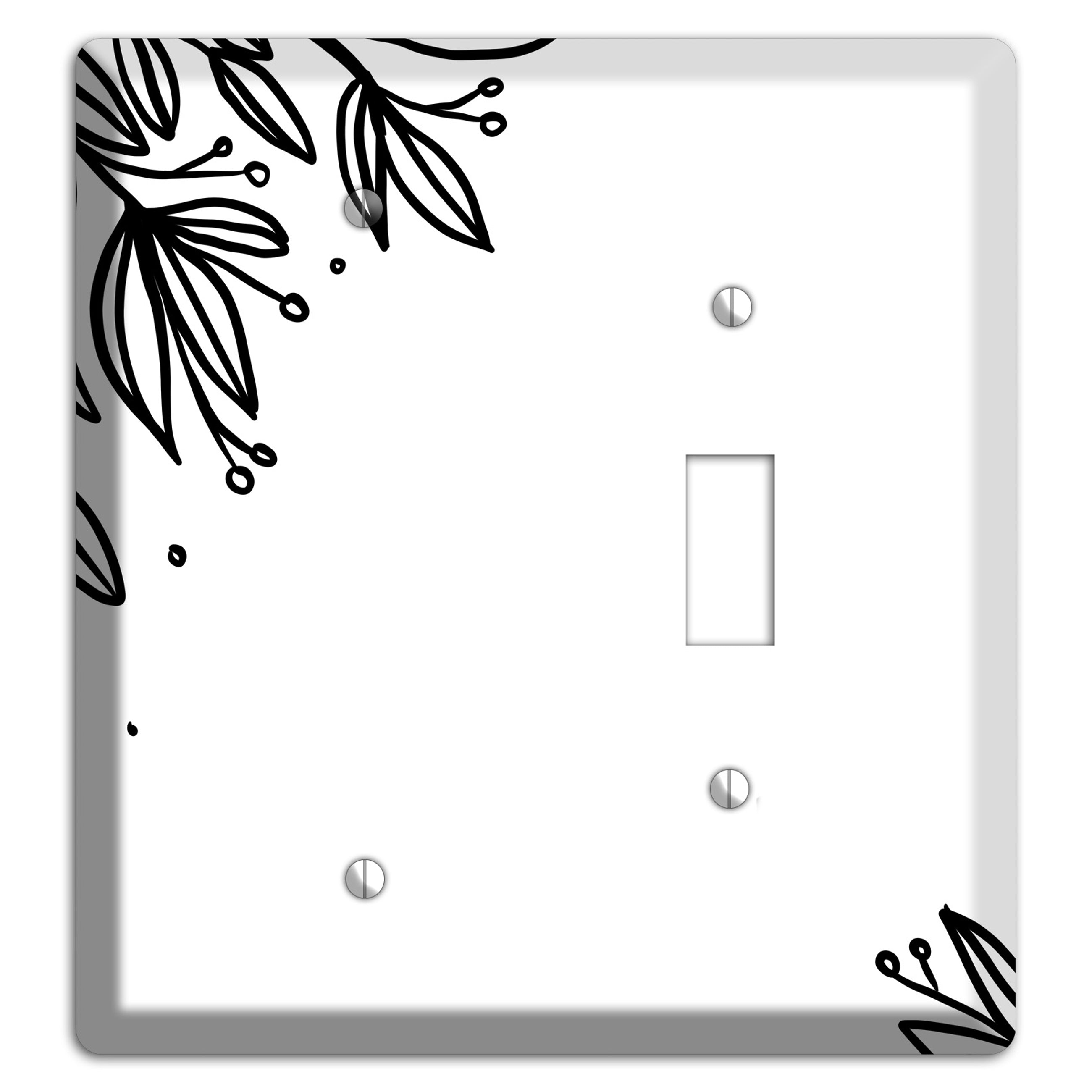 Hand-Drawn Floral 9 Blank / Toggle Wallplate