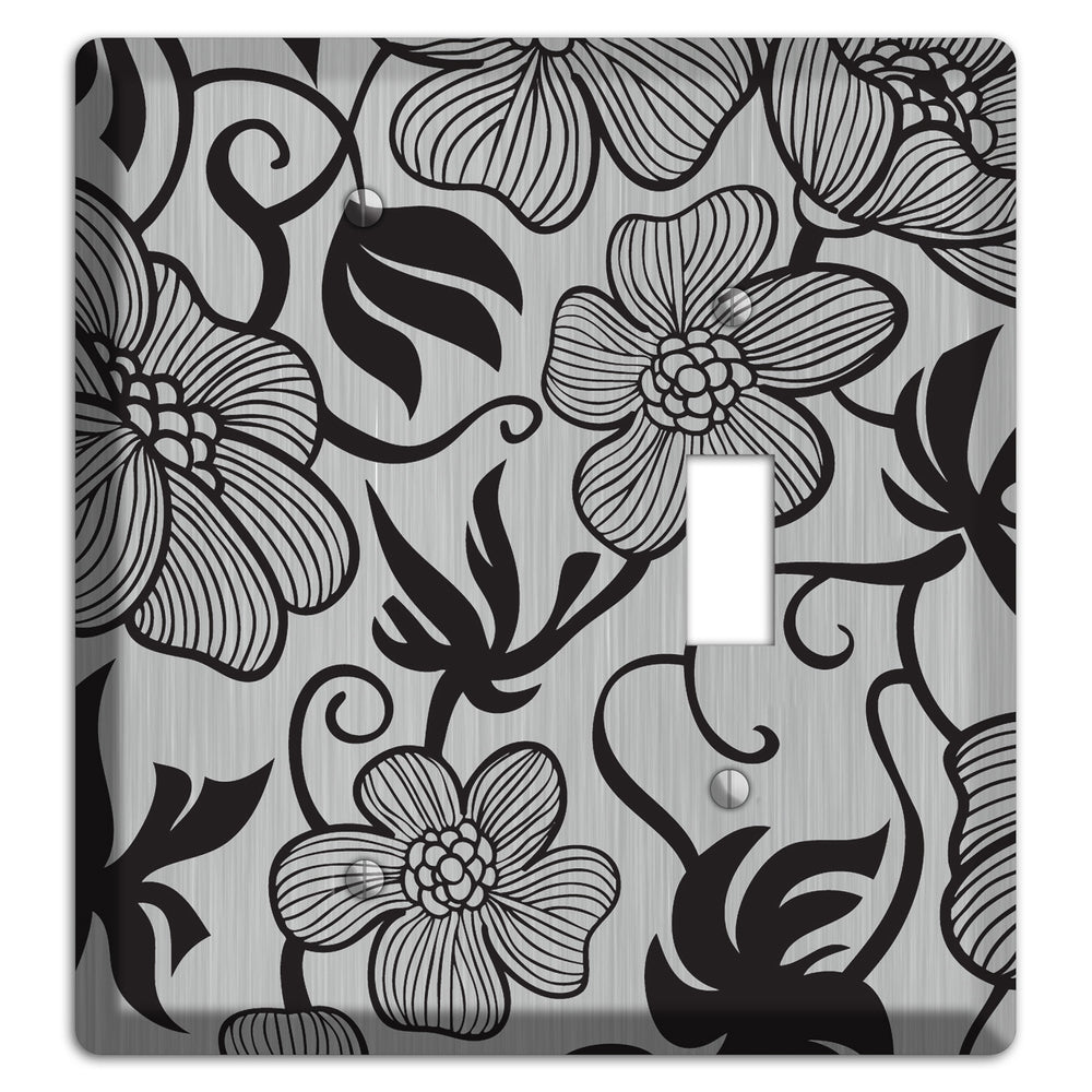 Stainless Steel with Black Tropical Blank / Toggle Wallplate