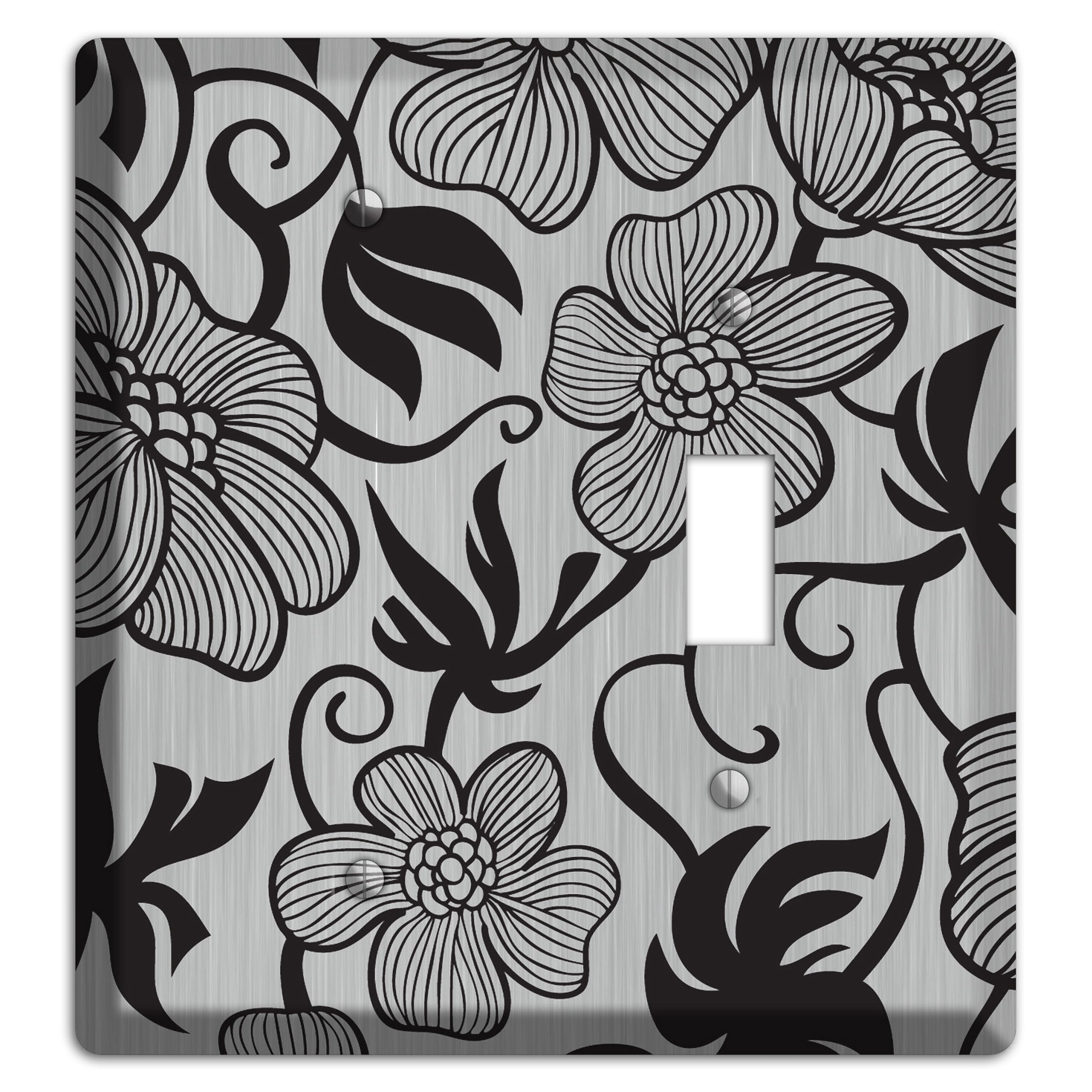 Stainless with Black Tropical Blank / Toggle Wallplate