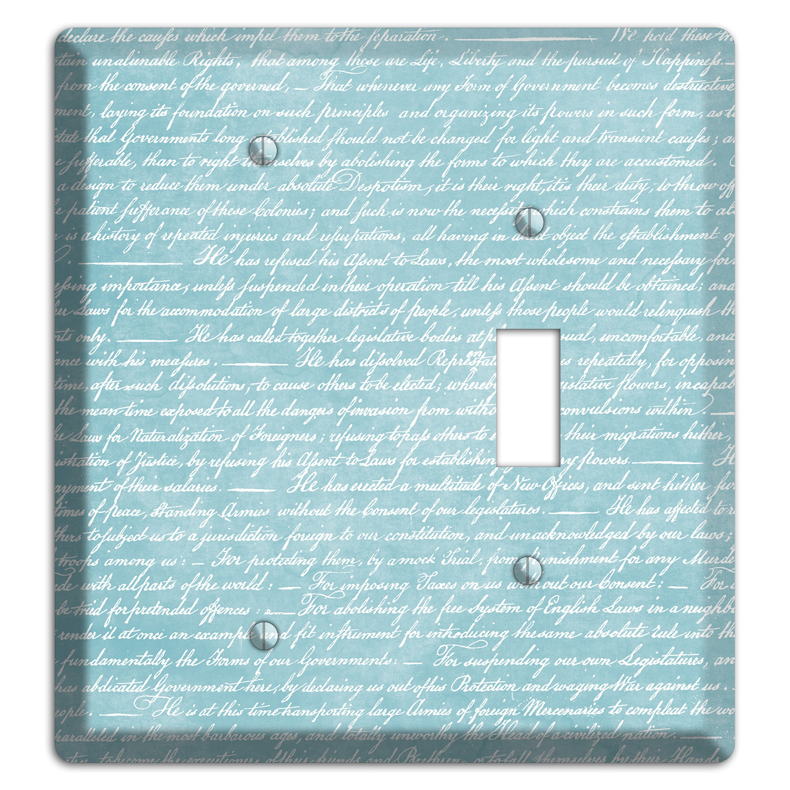 Blue Stained Script Blank / Toggle Wallplate