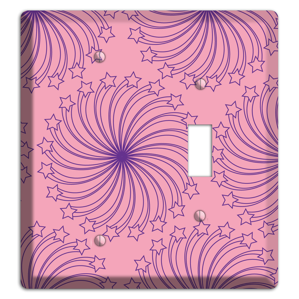Pink with Purple Star Swirl Blank / Toggle Wallplate