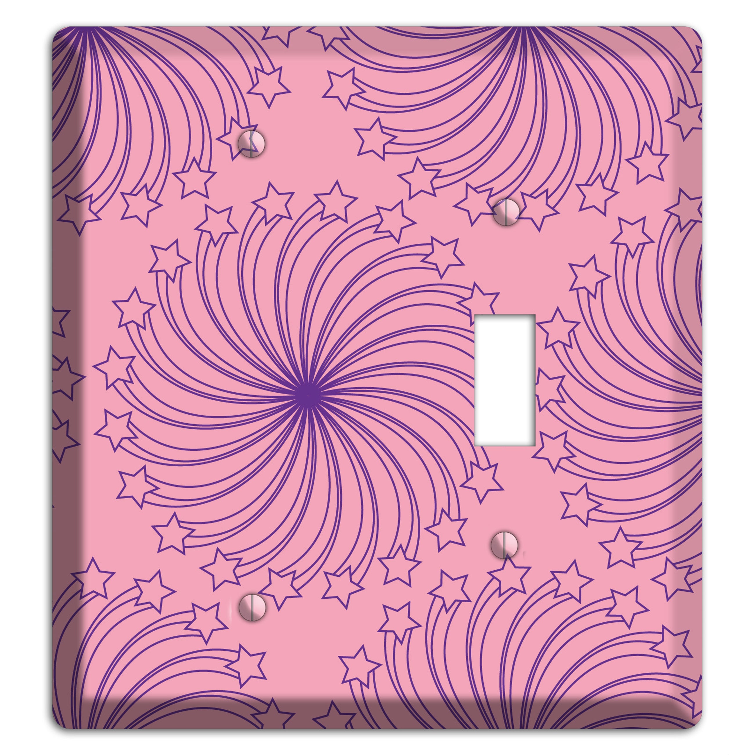 Pink with Purple Star Swirl Blank / Toggle Wallplate