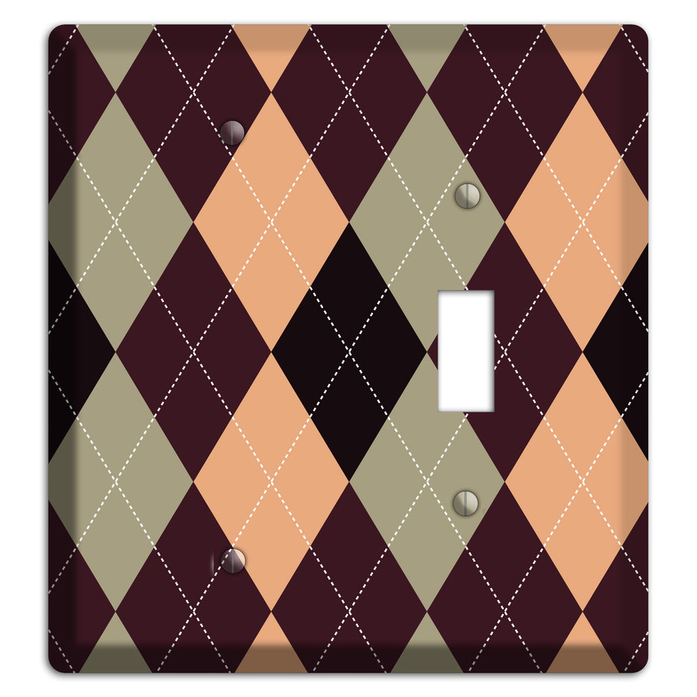 Beige and Brown Argyle Blank / Toggle Wallplate