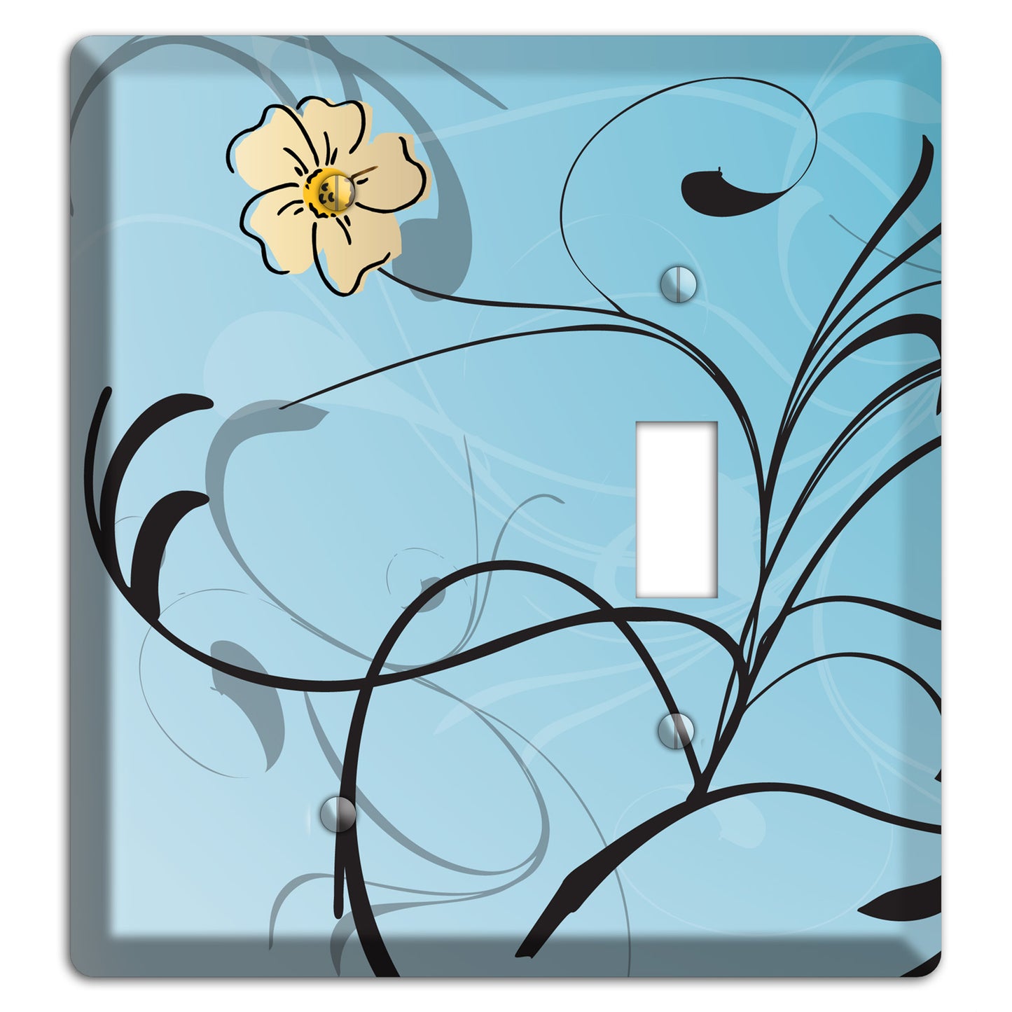 Blue Flower with Swirl Blank / Toggle Wallplate