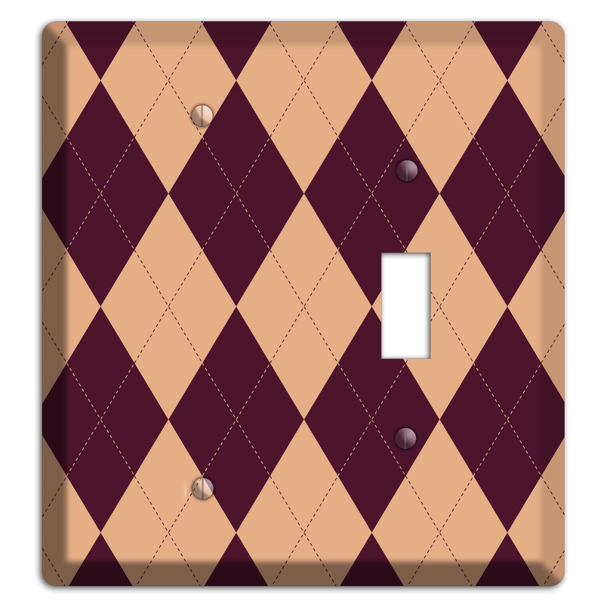 Purple and Beige Argyle Blank / Toggle Wallplate