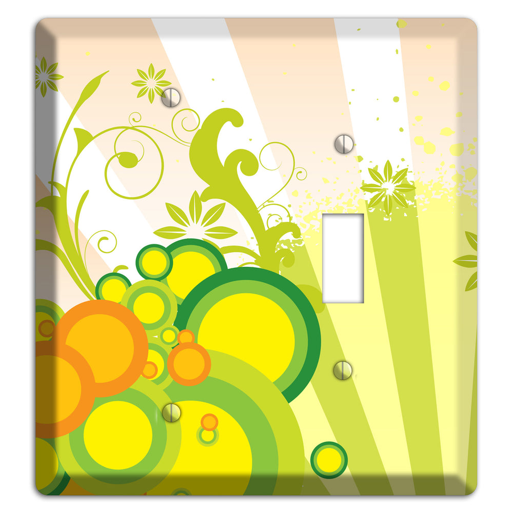 Green Yellow Orange Retro Sprig Blank / Toggle Wallplate