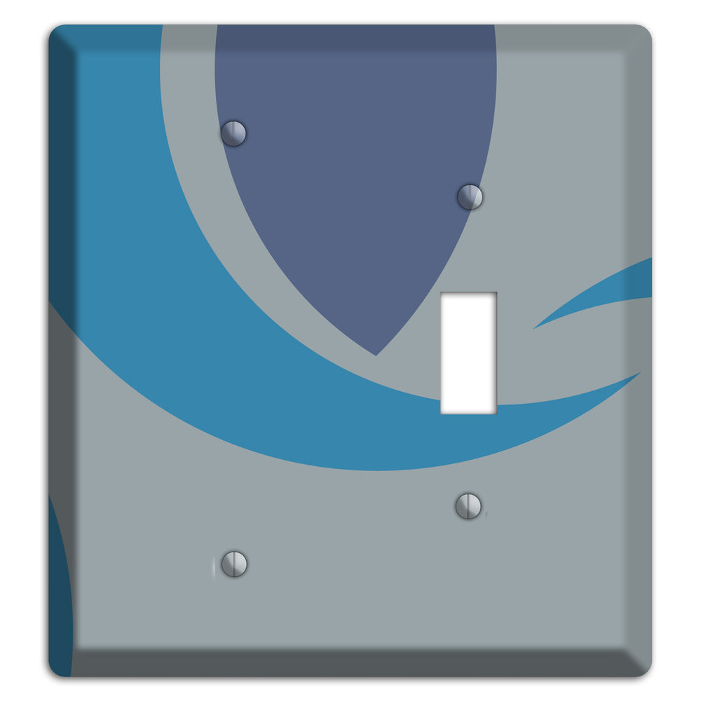 Grey and Blue Abstract Blank / Toggle Wallplate