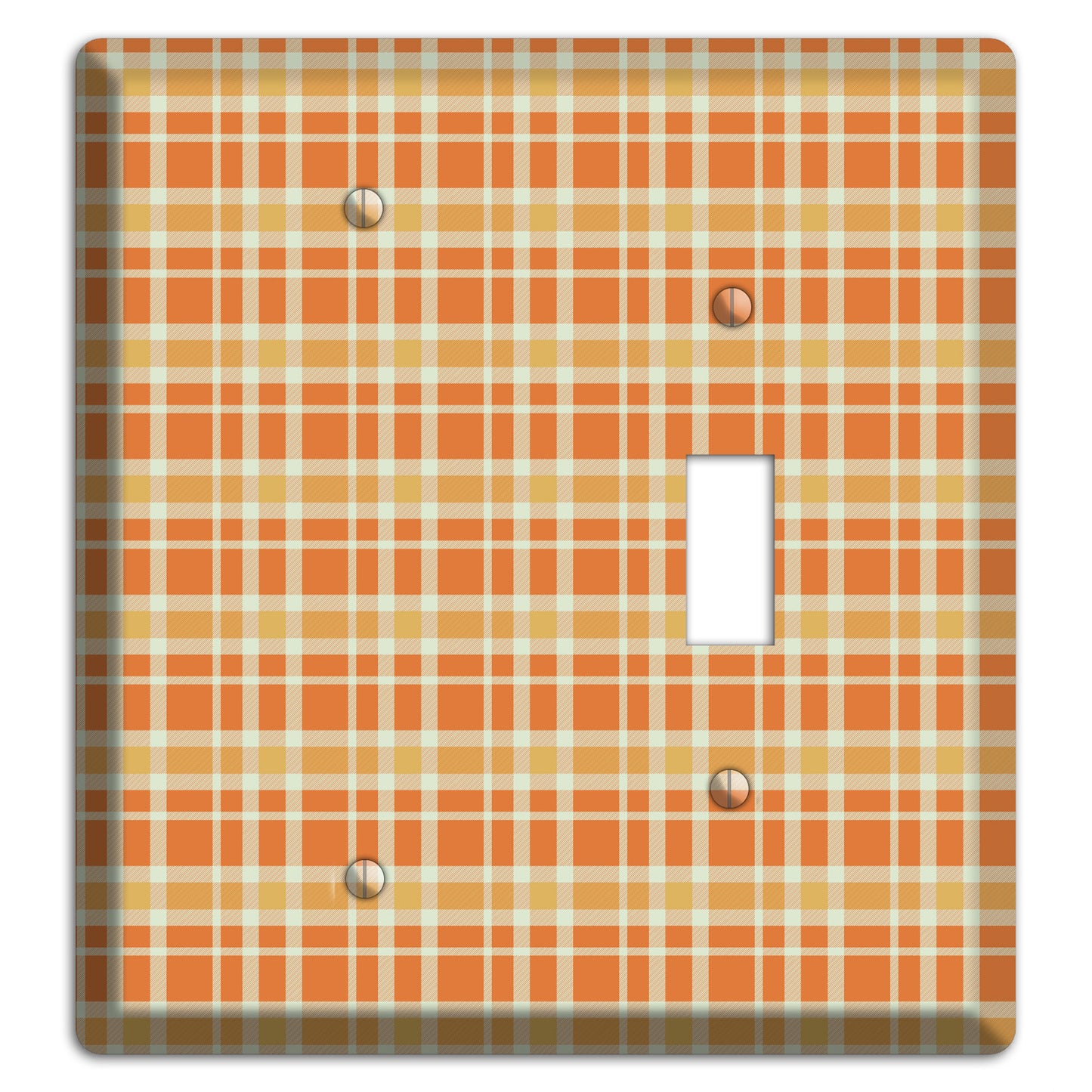 Orange and Beige Plaid Blank / Toggle Wallplate